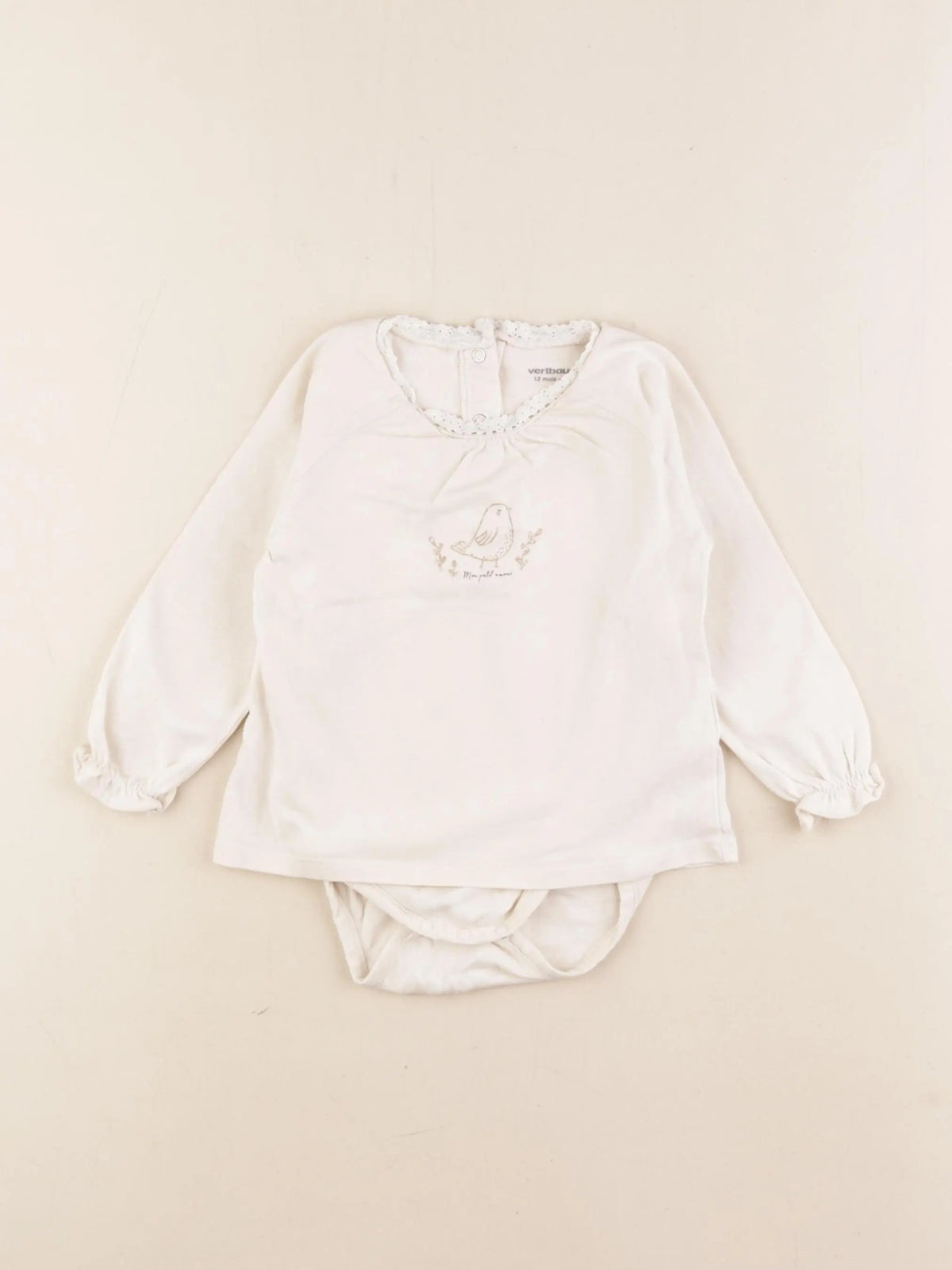 Vertbaudet - body tee-shirt blanc - 12 mois