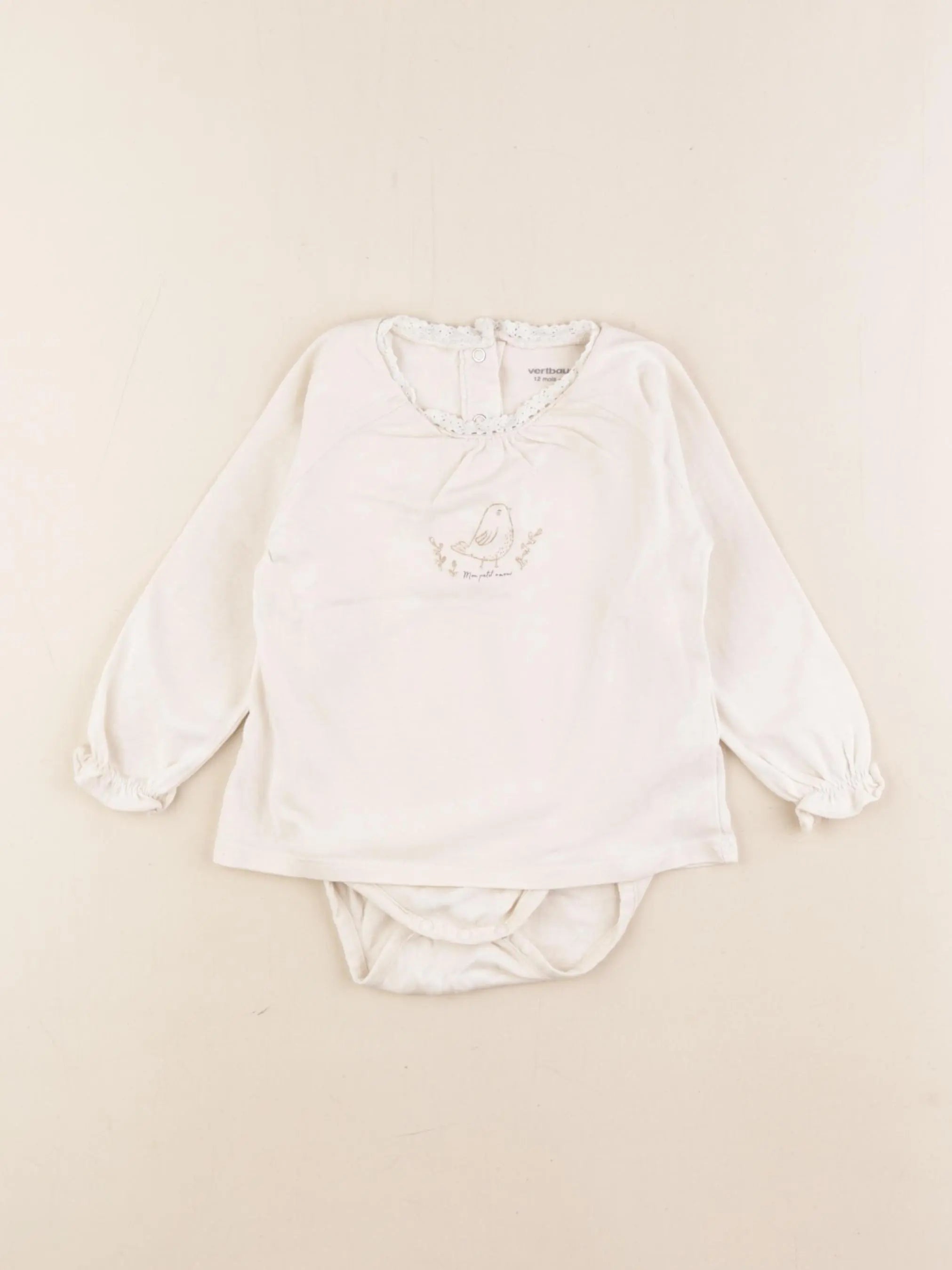 Vertbaudet - body tee-shirt blanc - 12 mois