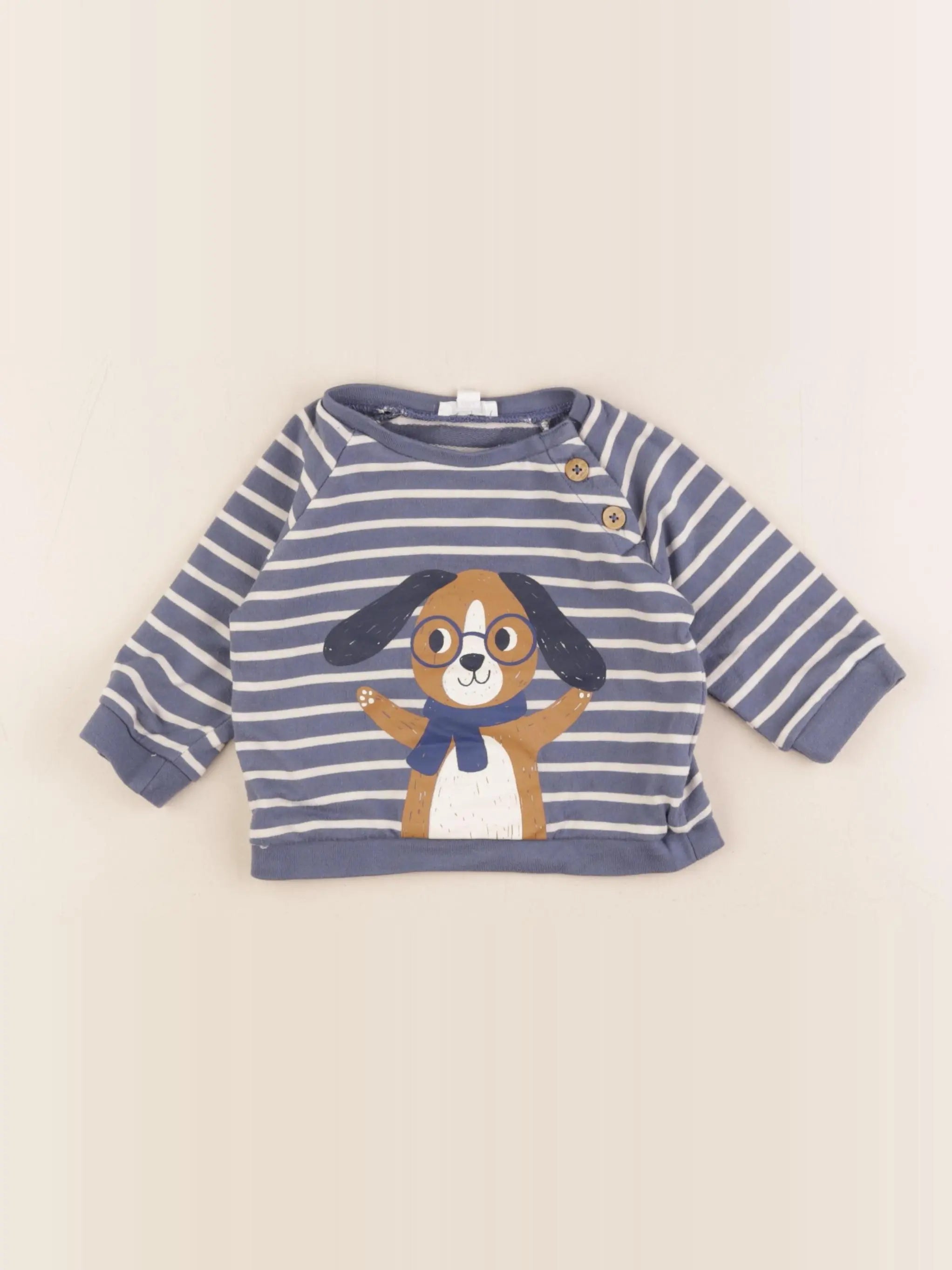 Vertbaudet - sweat bleu - 9 mois