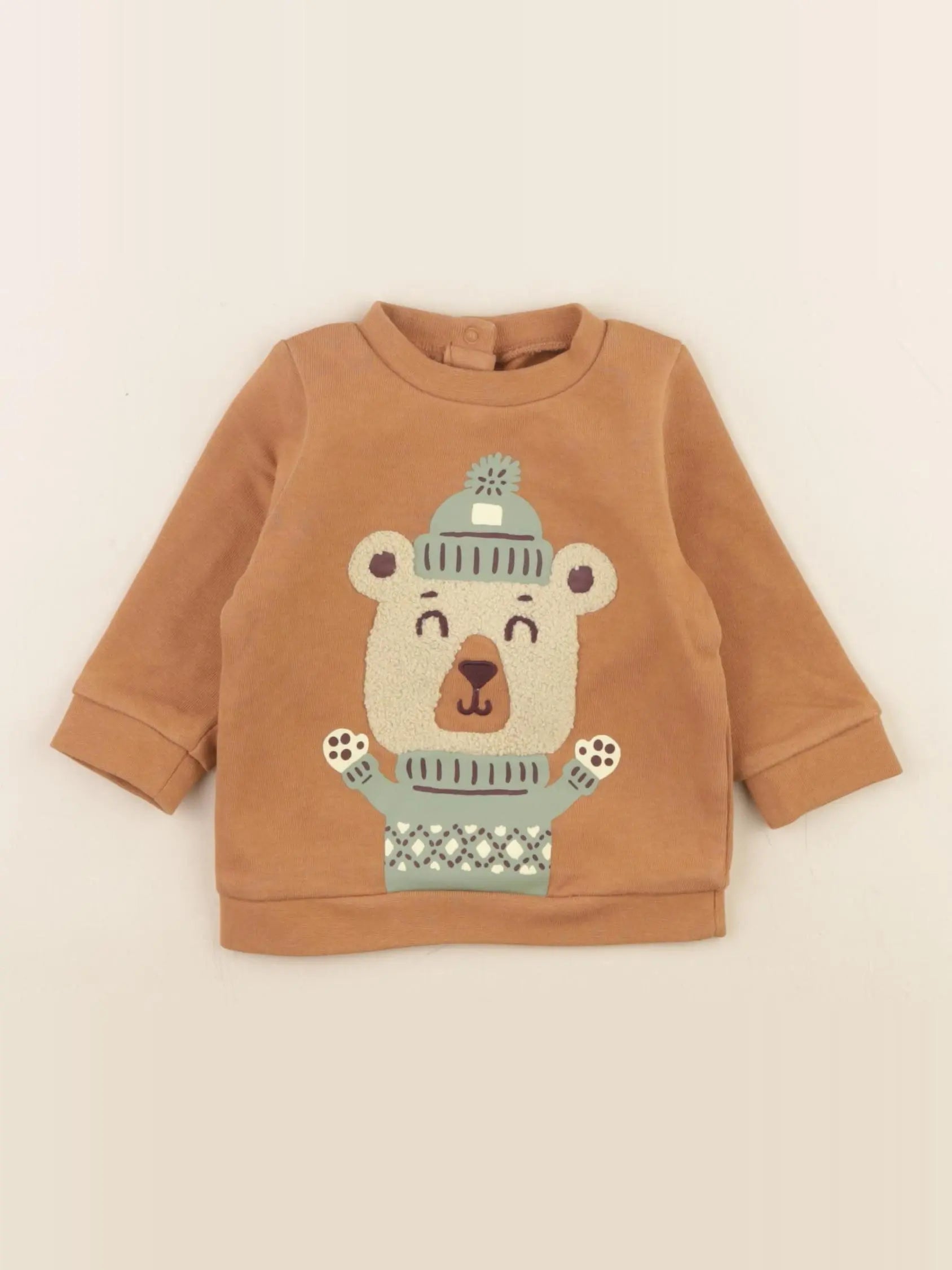 Vertbaudet - sweat marron - 3 mois
