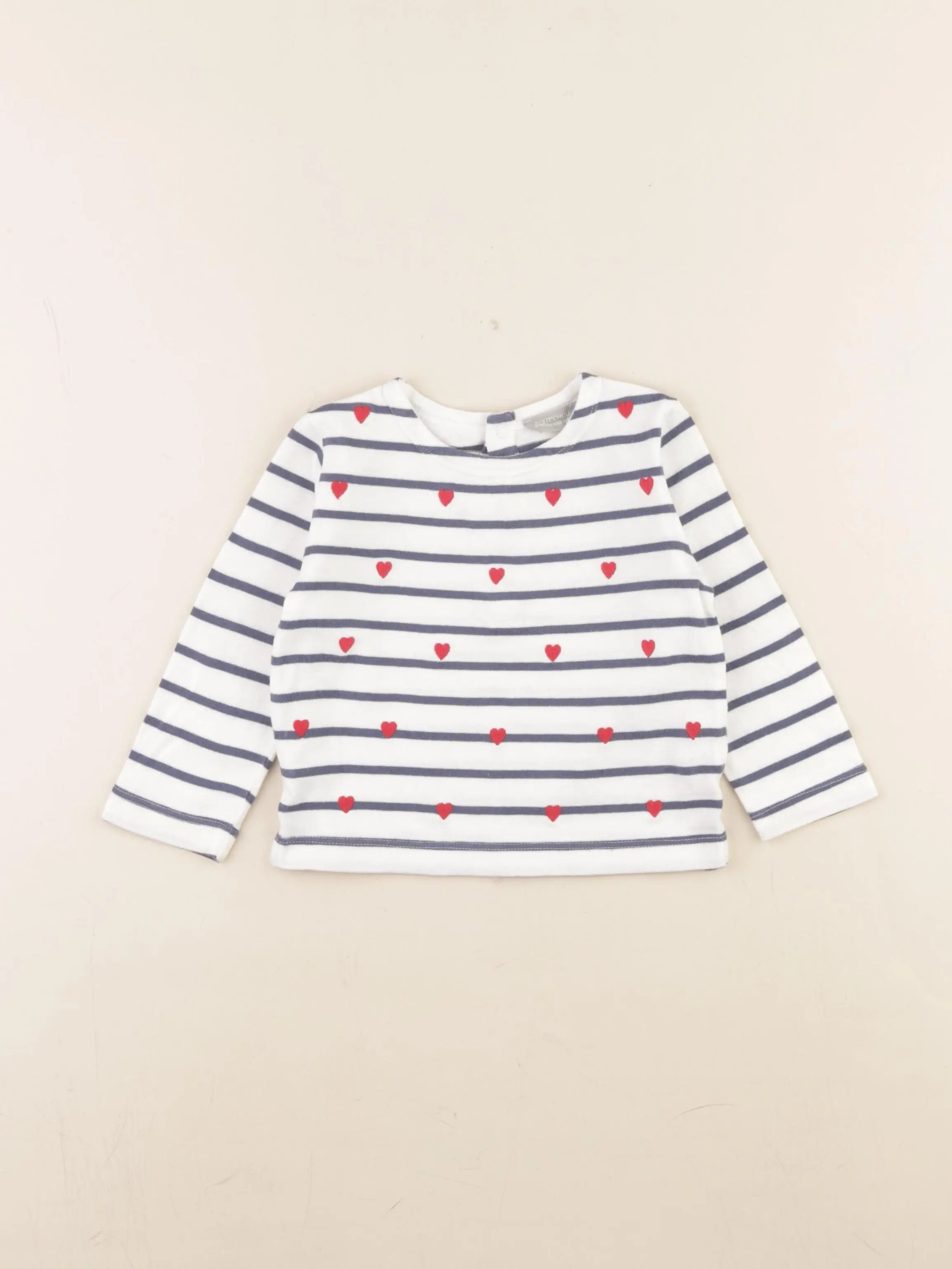 Boutchou - tee-shirt blanc, bleu - 12 mois