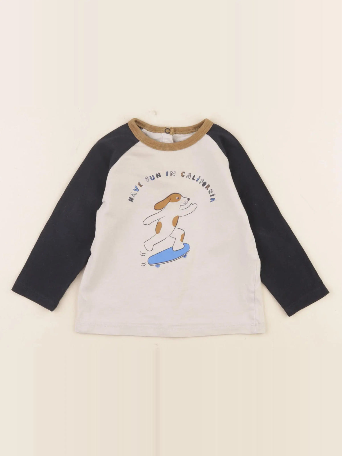 Boutchou - tee-shirt beige, bleu - 12 mois