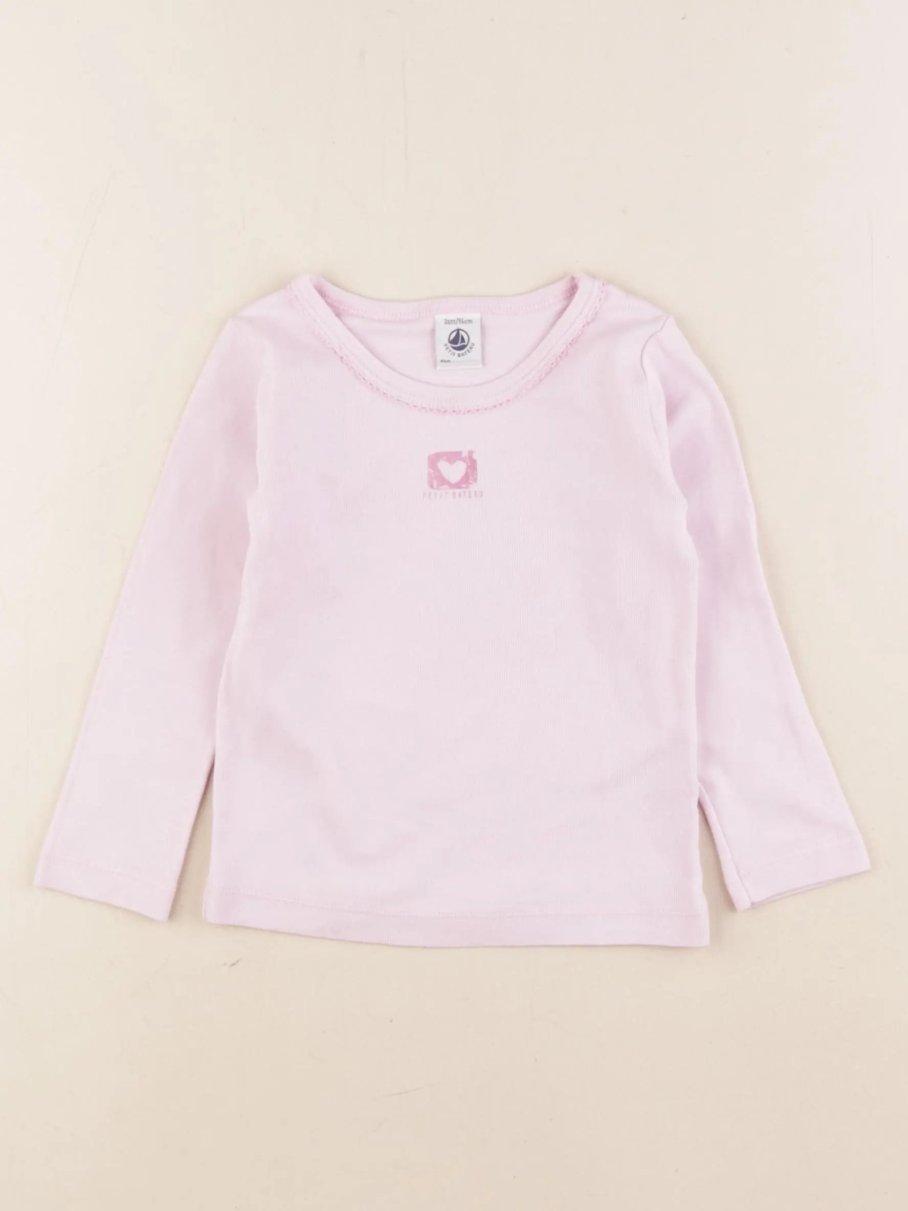 Petit Bateau - maillot de corps blanc, rose - 3 ans