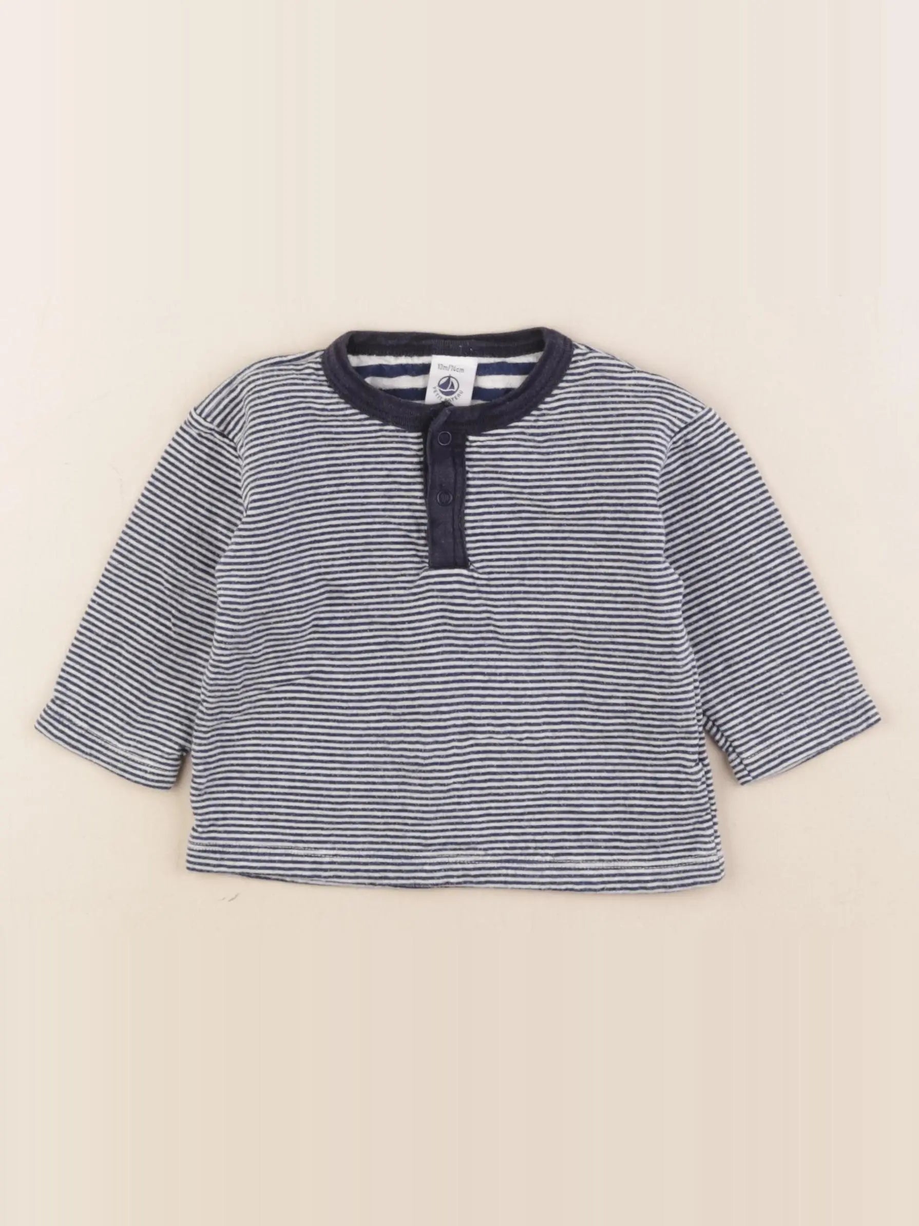 Petit Bateau - tee-shirt bleu, blanc - 12 mois