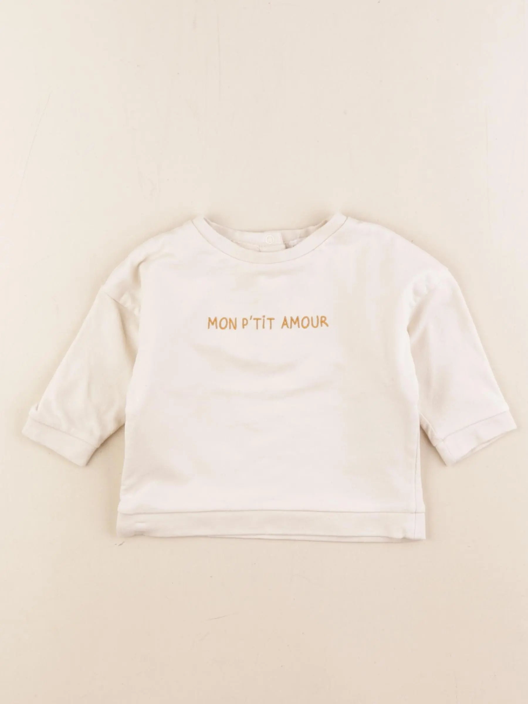 Vertbaudet - sweat beige - 6 mois