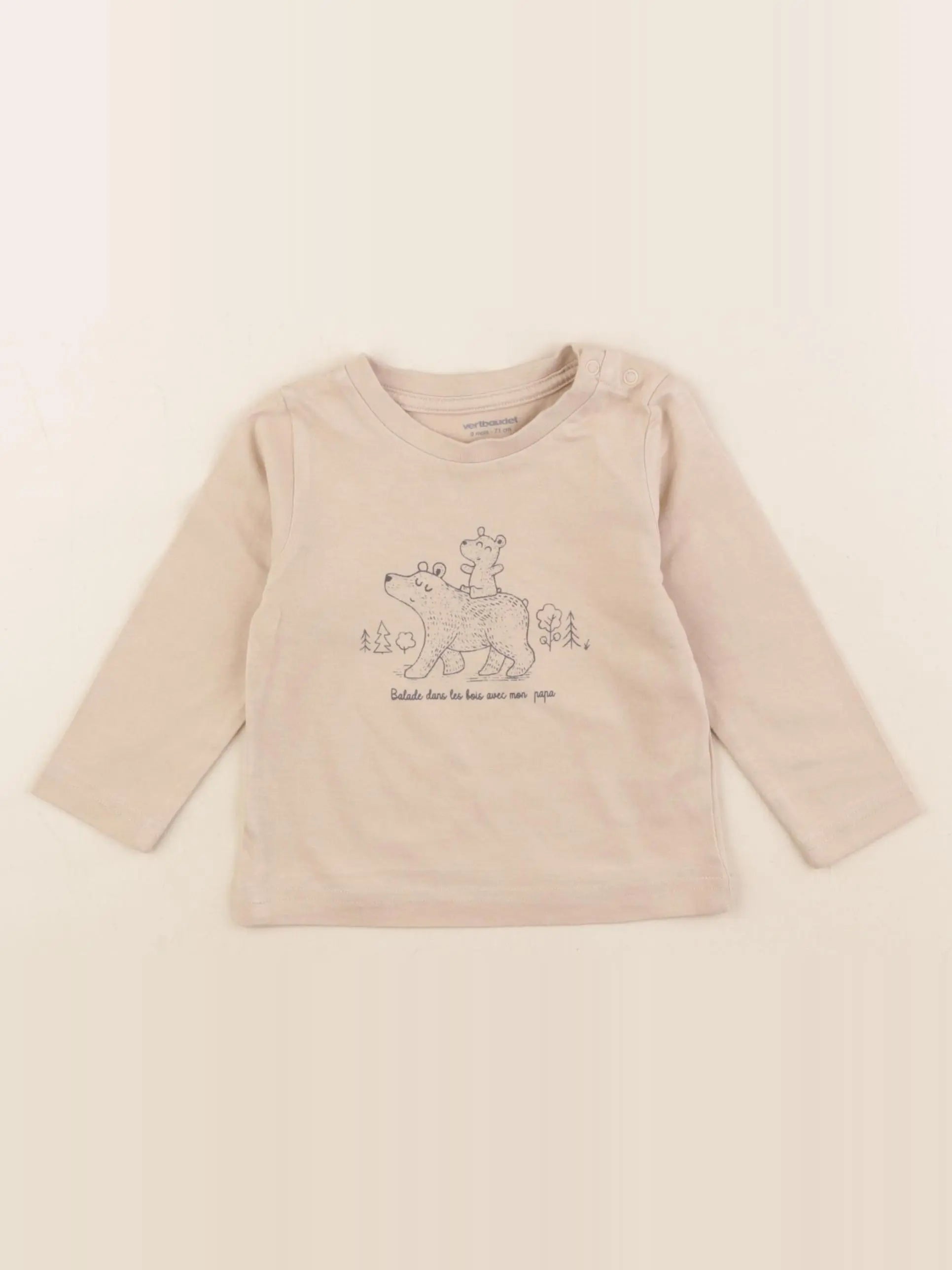 Vertbaudet - tee-shirt beige - 9 mois