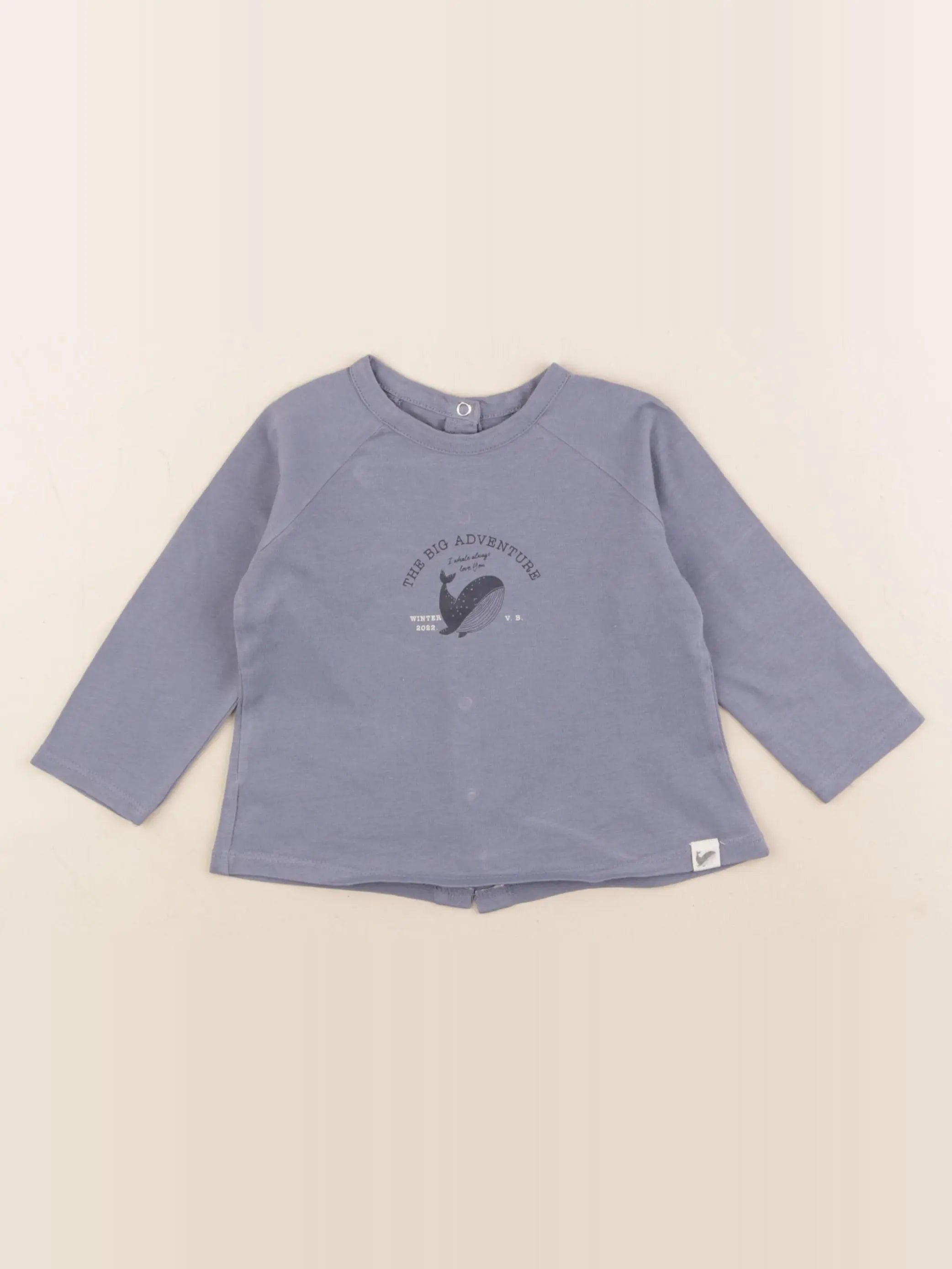 Vertbaudet - tee-shirt bleu - 9 mois