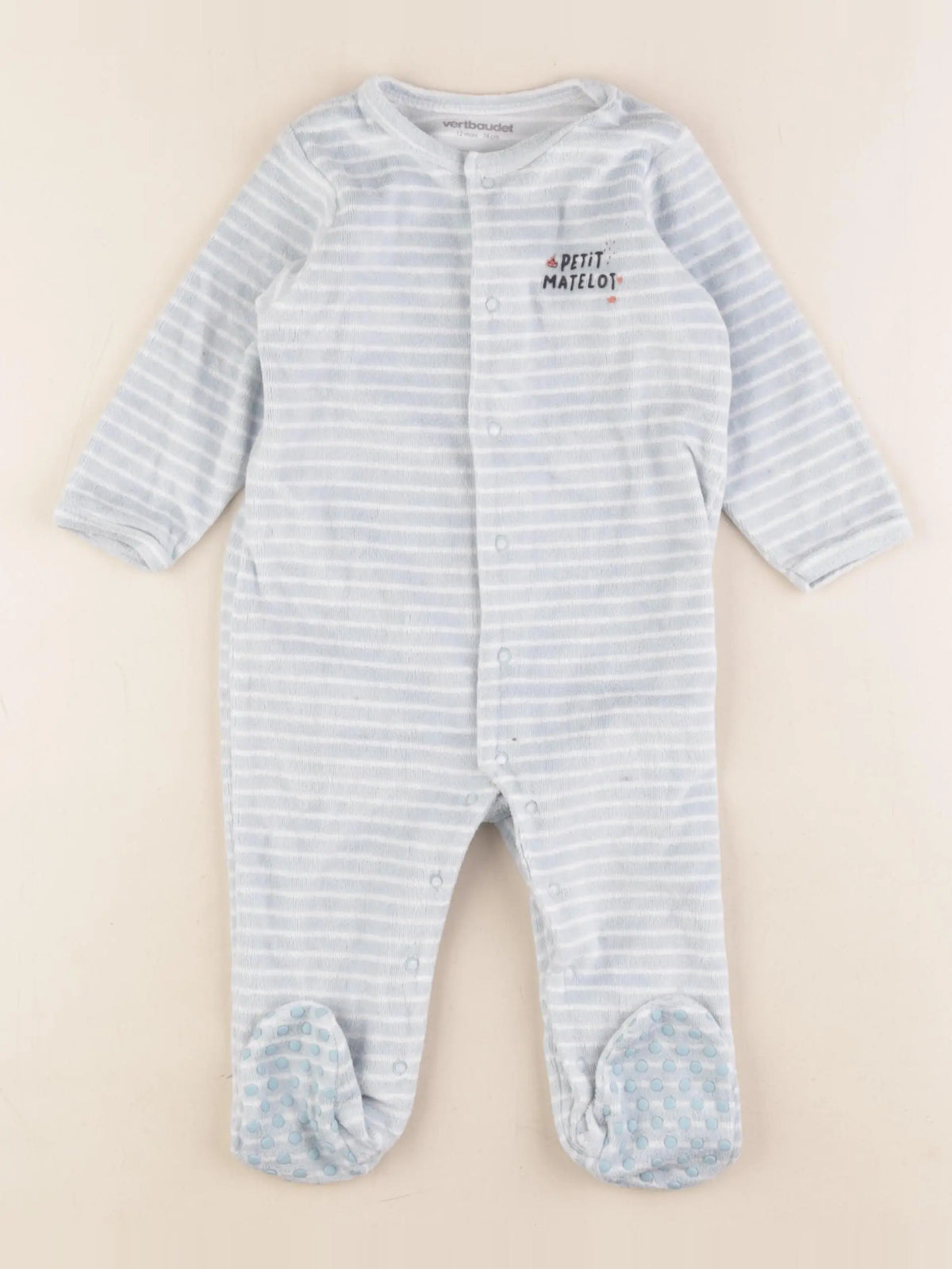 Vertbaudet - pyjama velours bleu - 12 mois