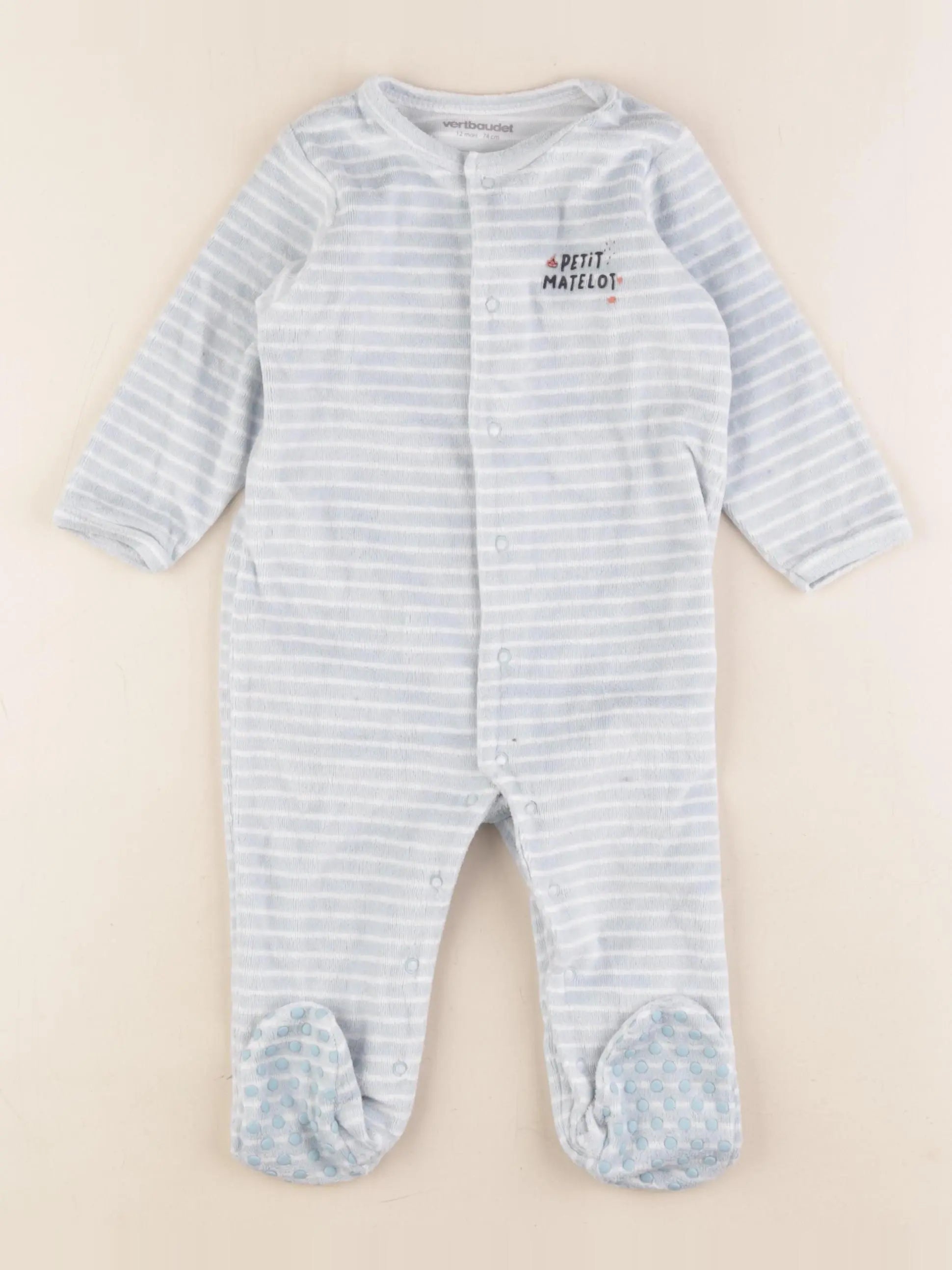 Vertbaudet - pyjama velours bleu - 12 mois