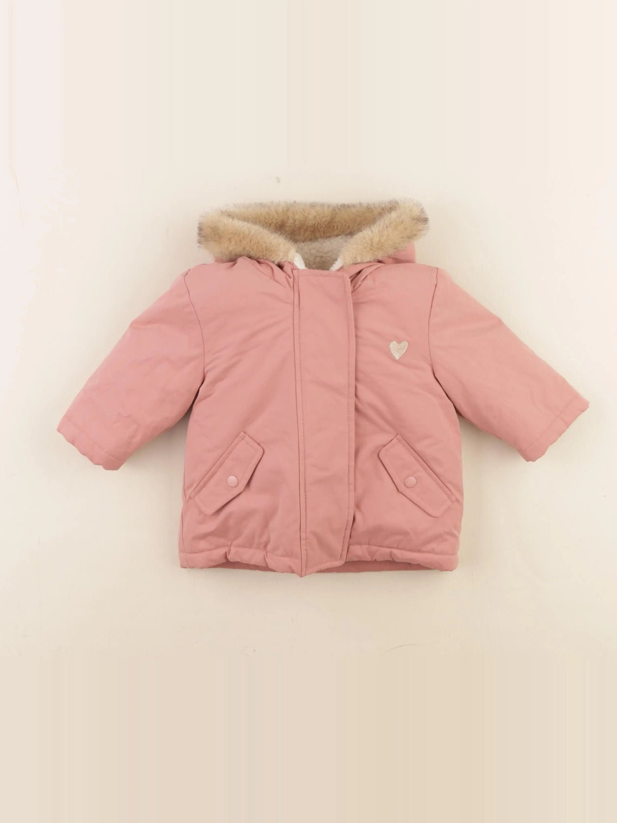 Vertbaudet - manteau doublure amovible rose - 6 mois