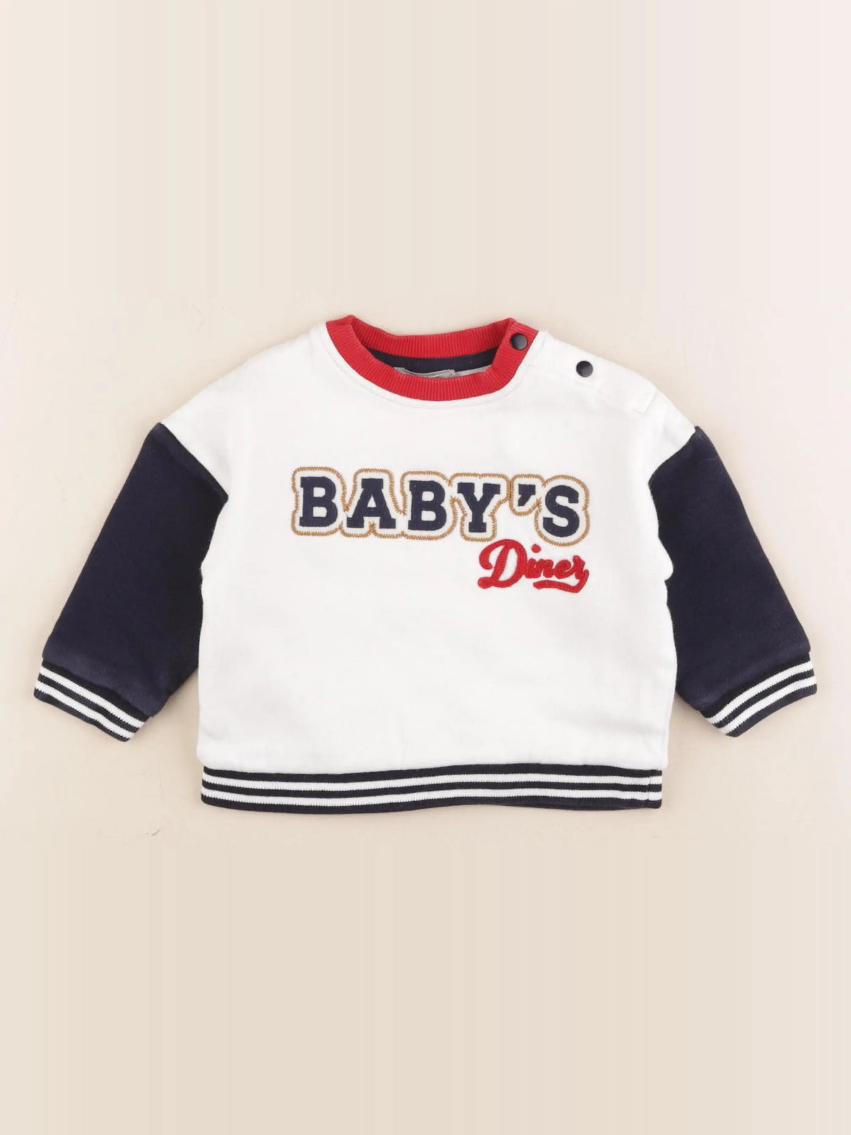Boutchou - sweat blanc, bleu - 12 mois