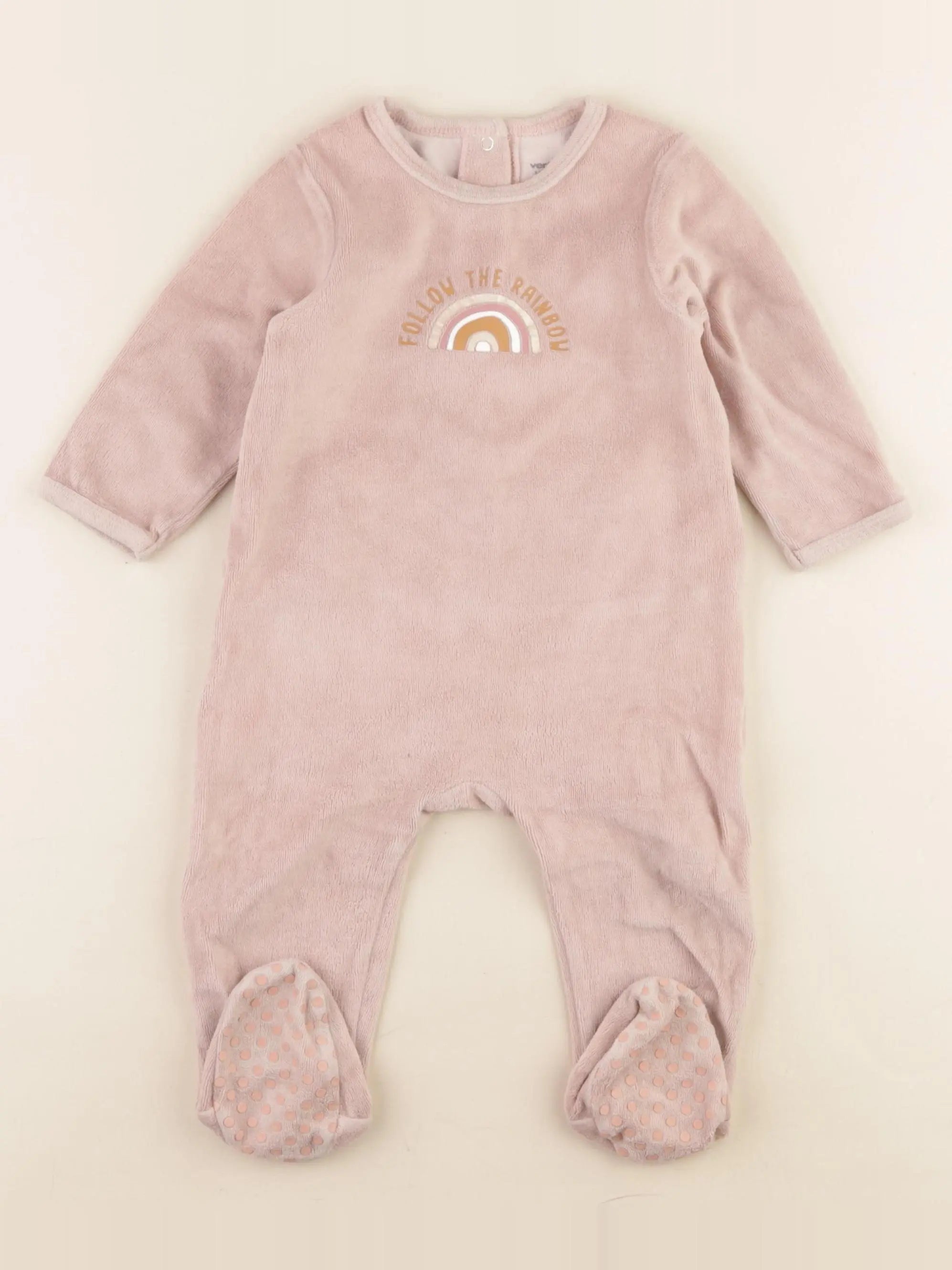 Vertbaudet - pyjama velours rose - 12 mois