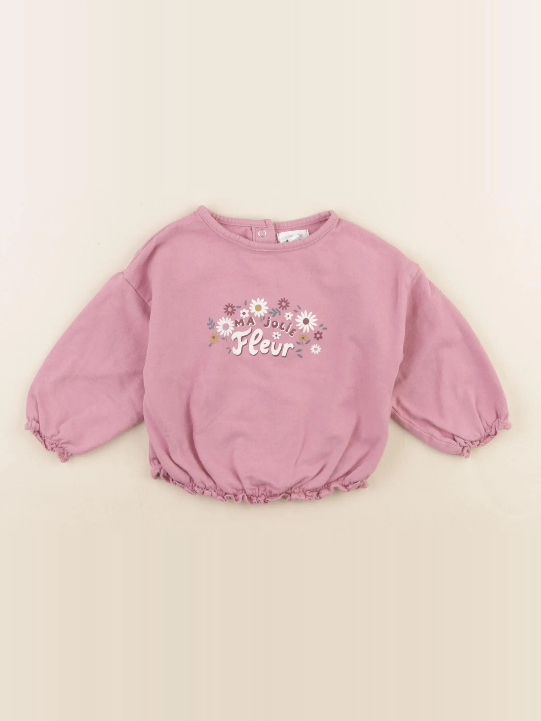 Vertbaudet - sweat rose - 12 mois
