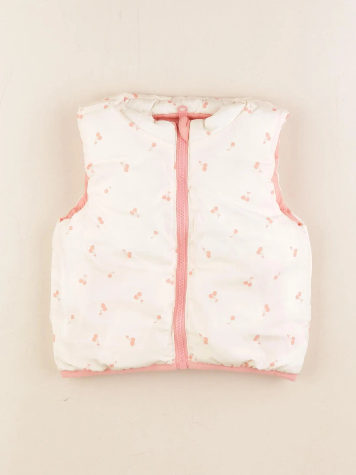 Vertbaudet - doudoune réversible rose, beige - 9 mois