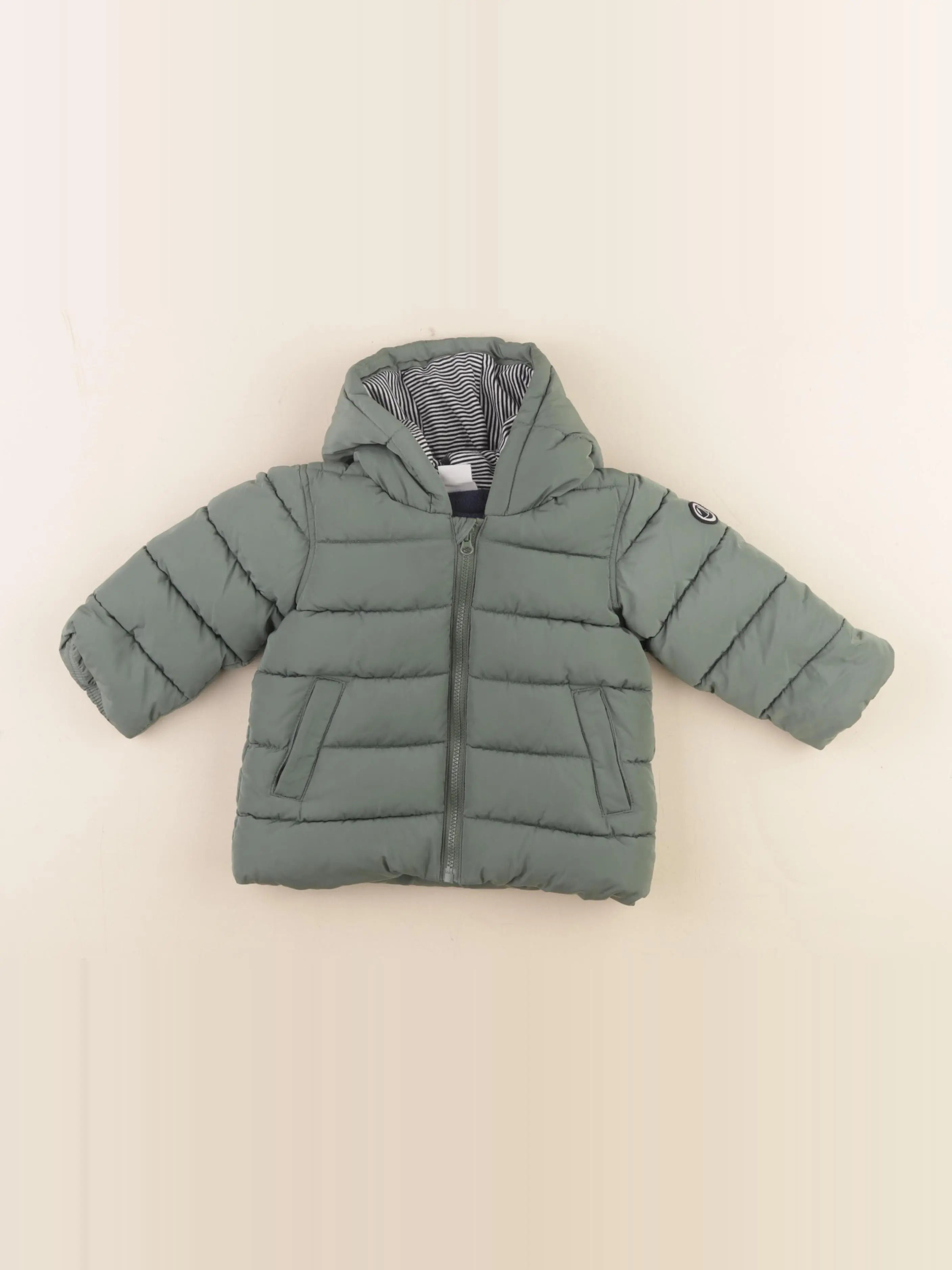 Petit Bateau - doudoune vert - 6 mois