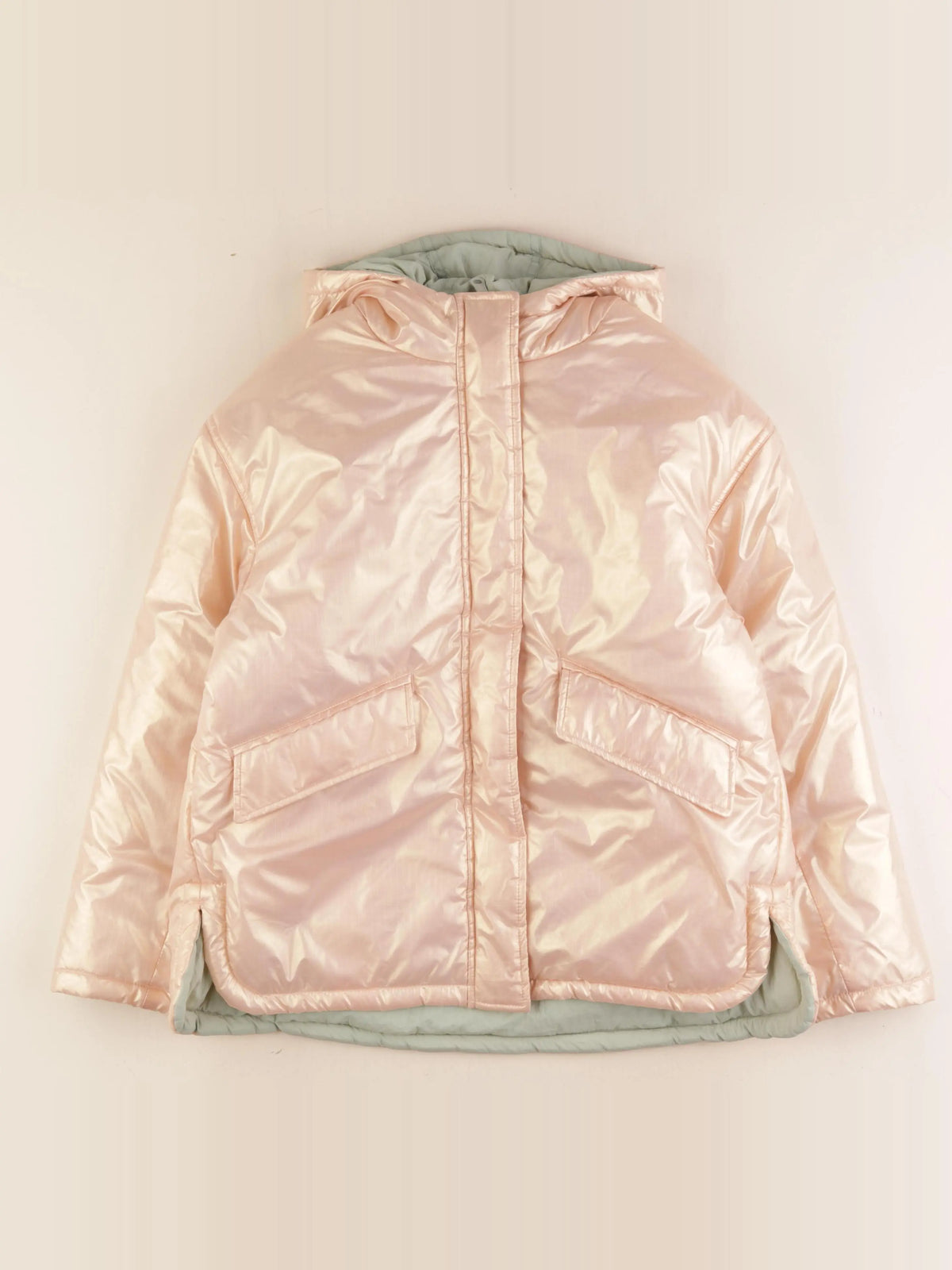 Vertbaudet - doudoune réversible rose, vert - 12 ans