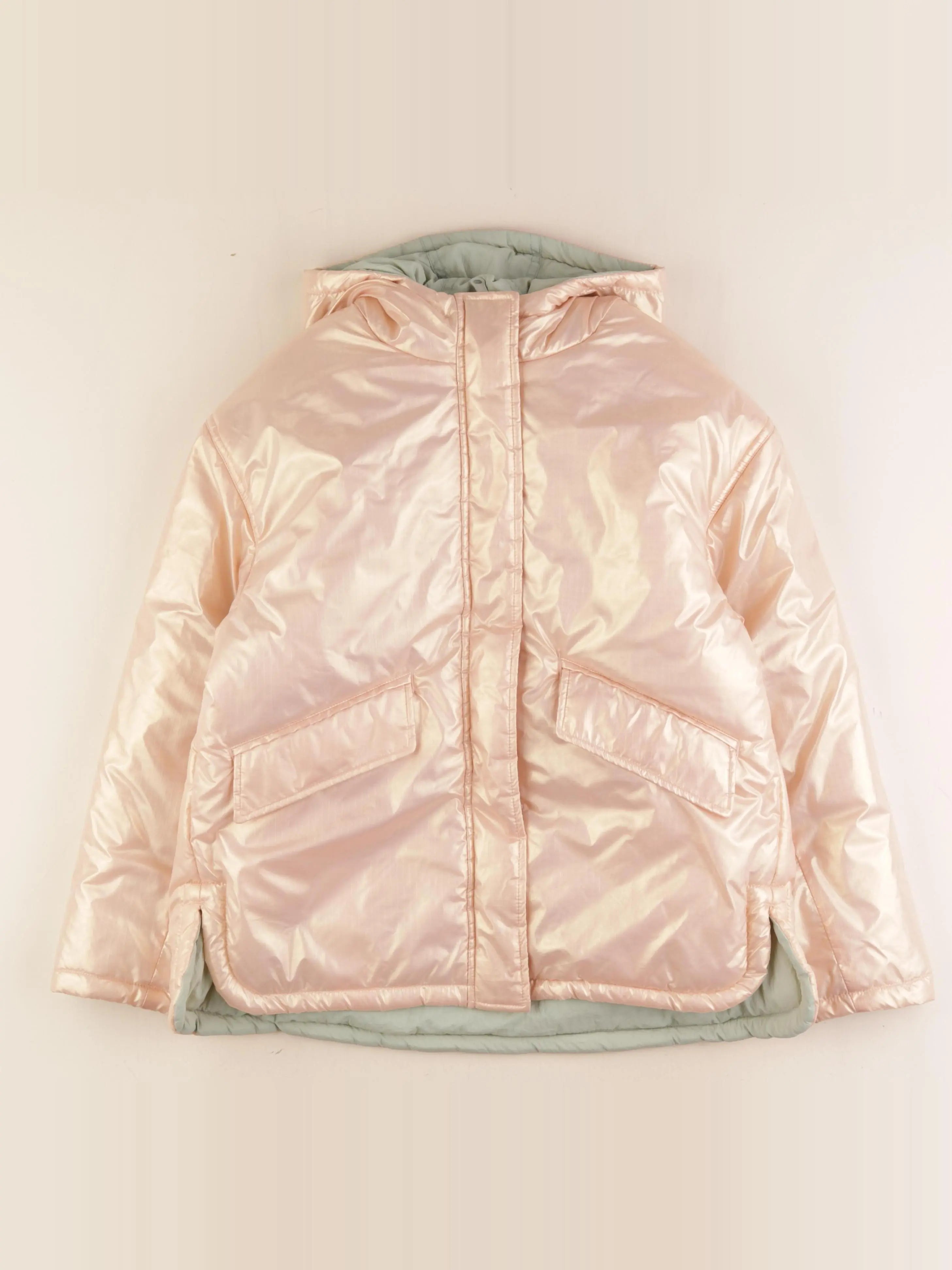 Vertbaudet - doudoune réversible rose, vert - 12 ans