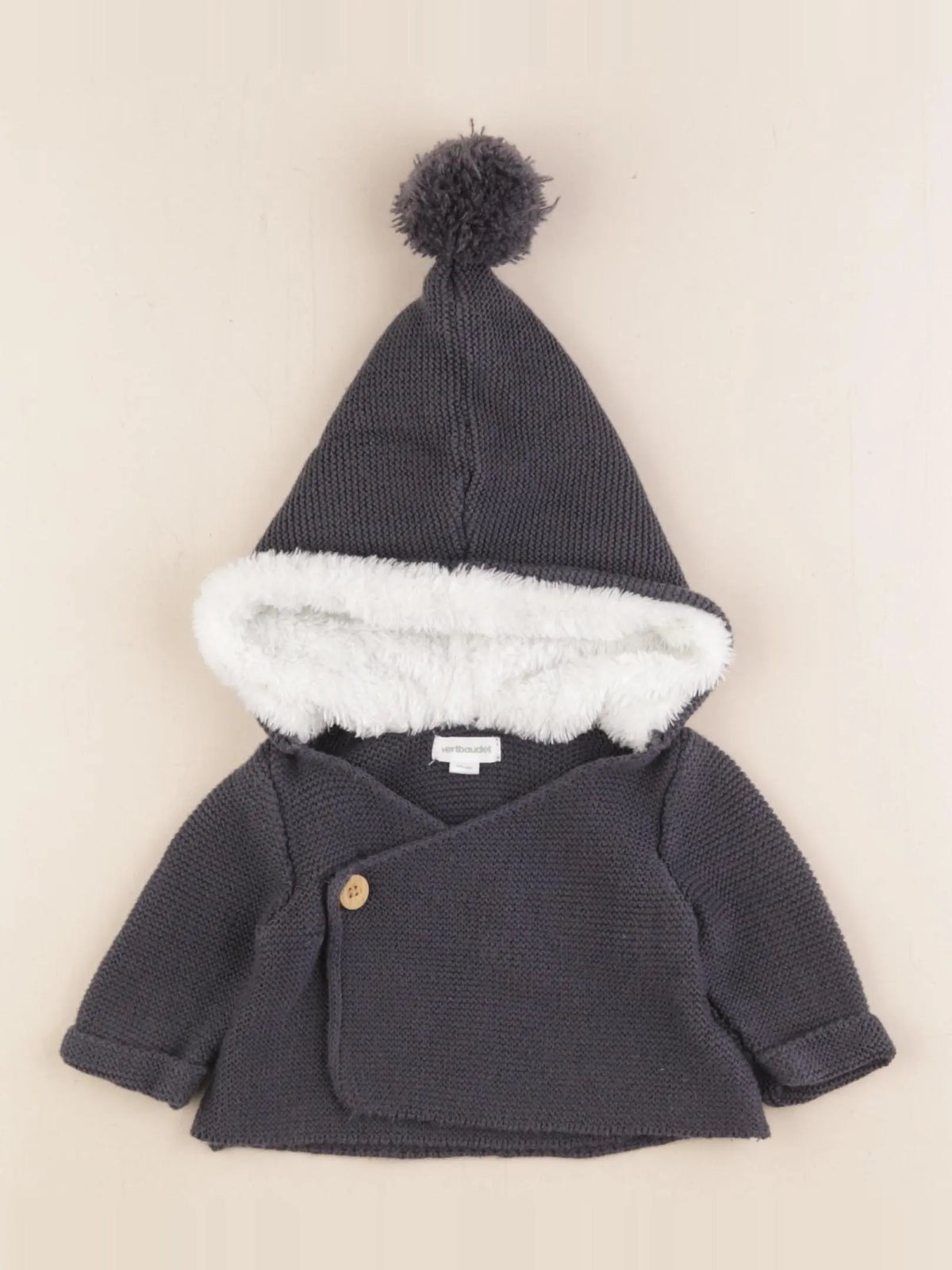 Vertbaudet - gilet taupe - 0 mois