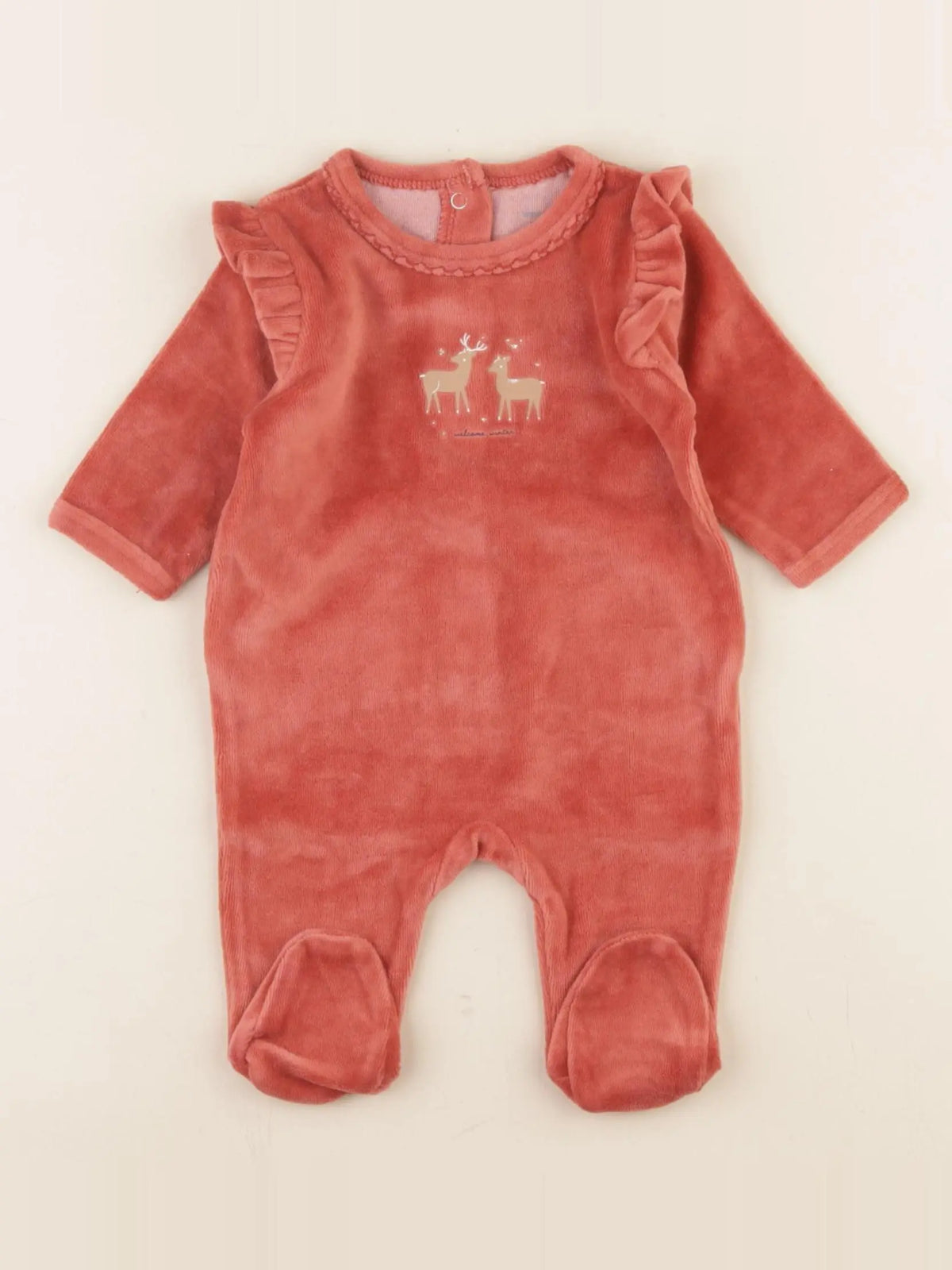 Vertbaudet - pyjama velours marron - 1 mois
