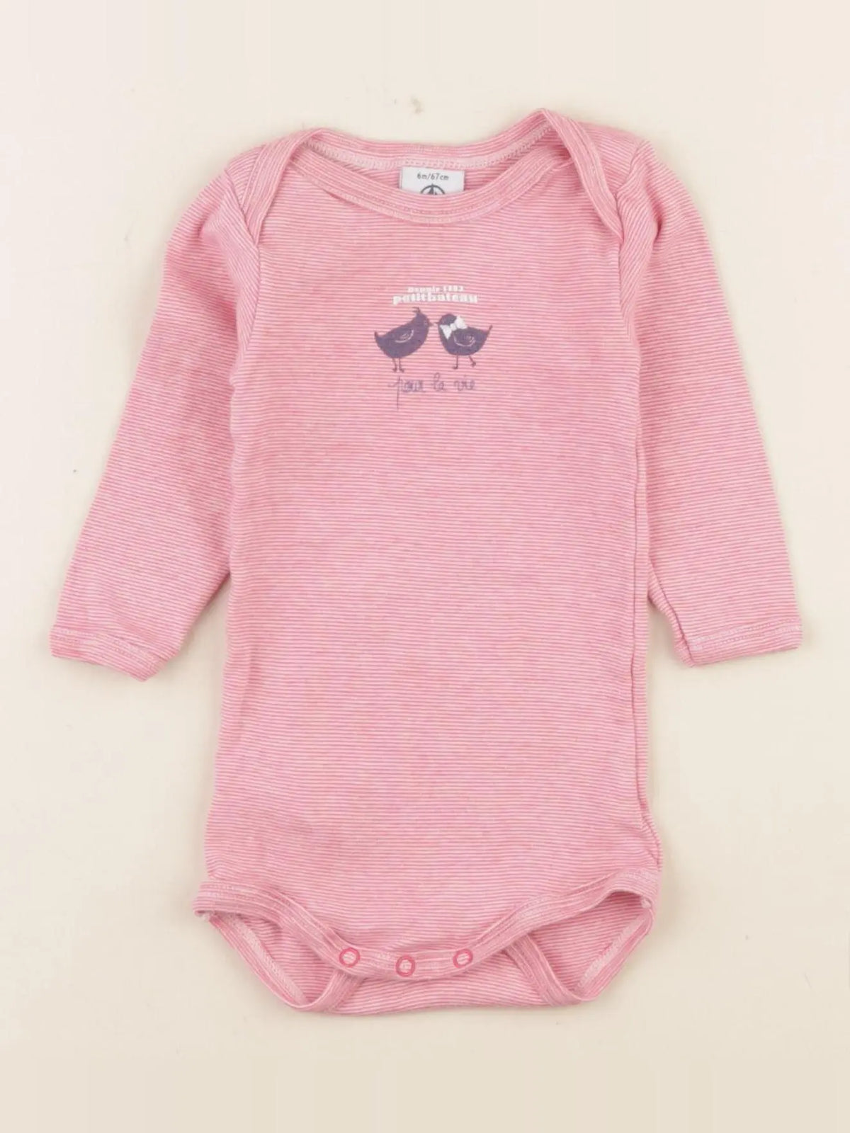 Petit Bateau - body rose, blanc - 6 mois