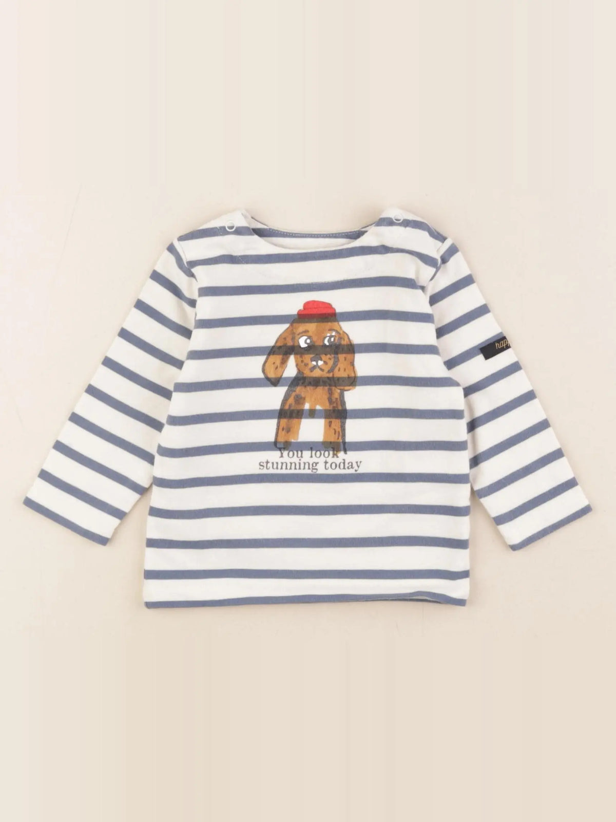 Cyrillus - tee-shirt blanc, bleu - 6 mois