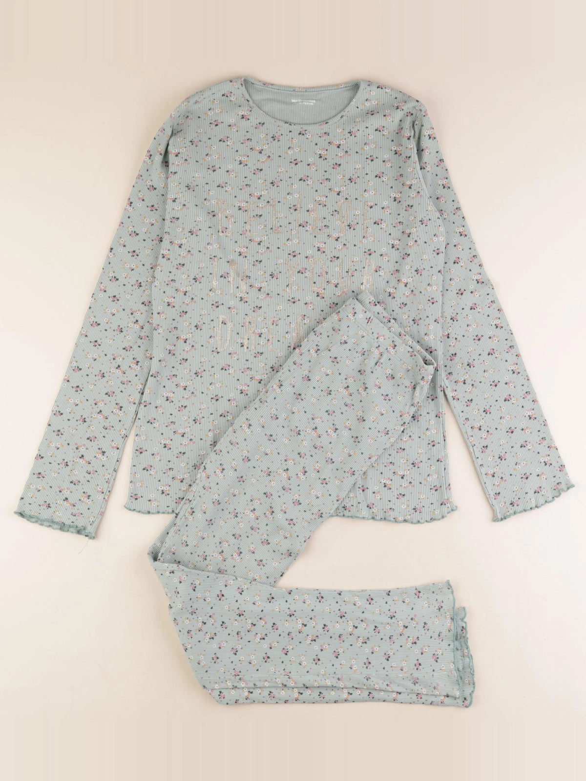 Vertbaudet - pyjama coton vert - 12 ans