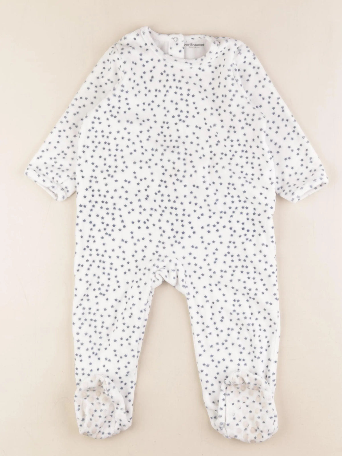 Vertbaudet - pyjama velours bleu, blanc - 2 ans