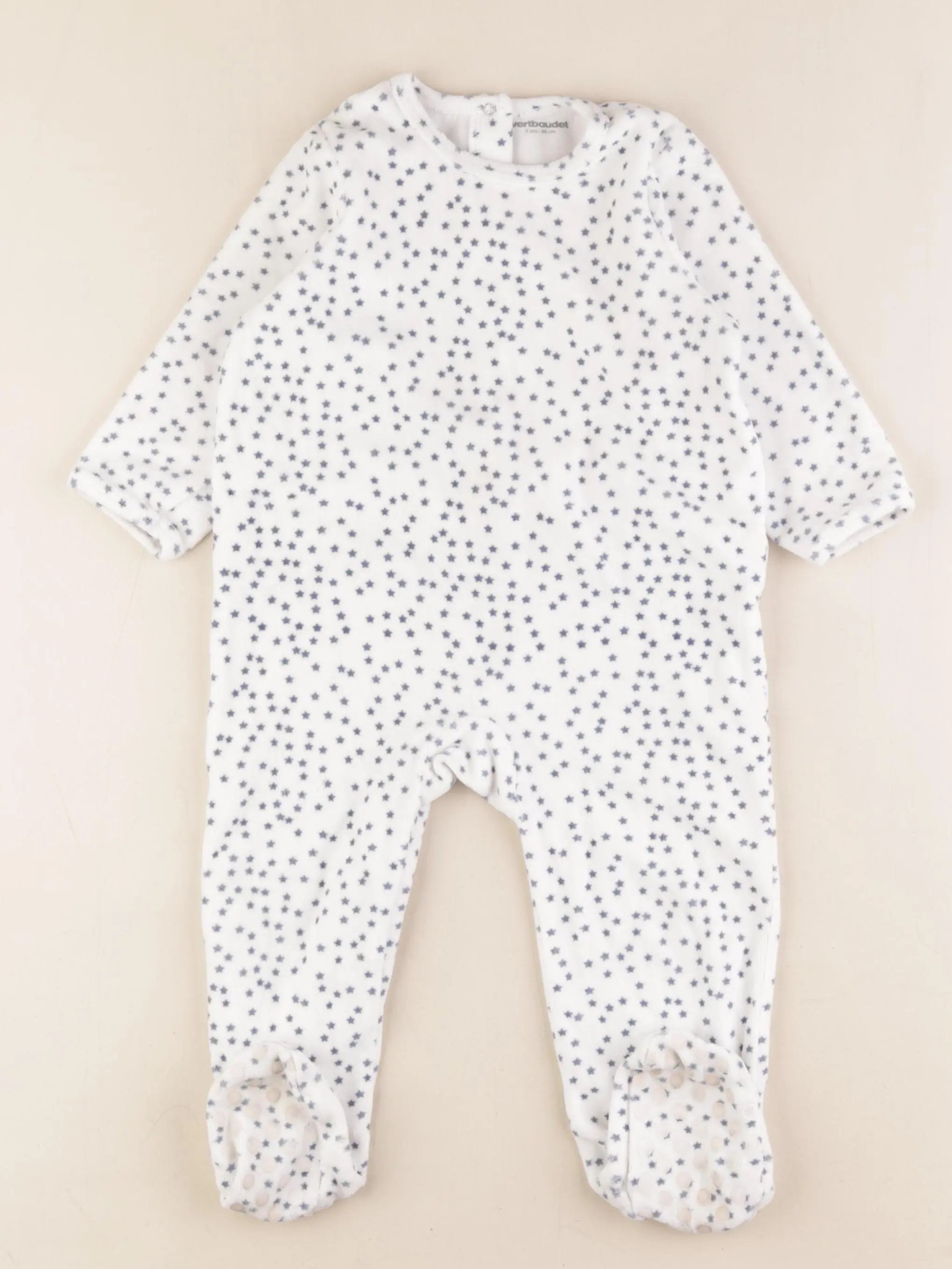 Vertbaudet - pyjama velours bleu, blanc - 2 ans