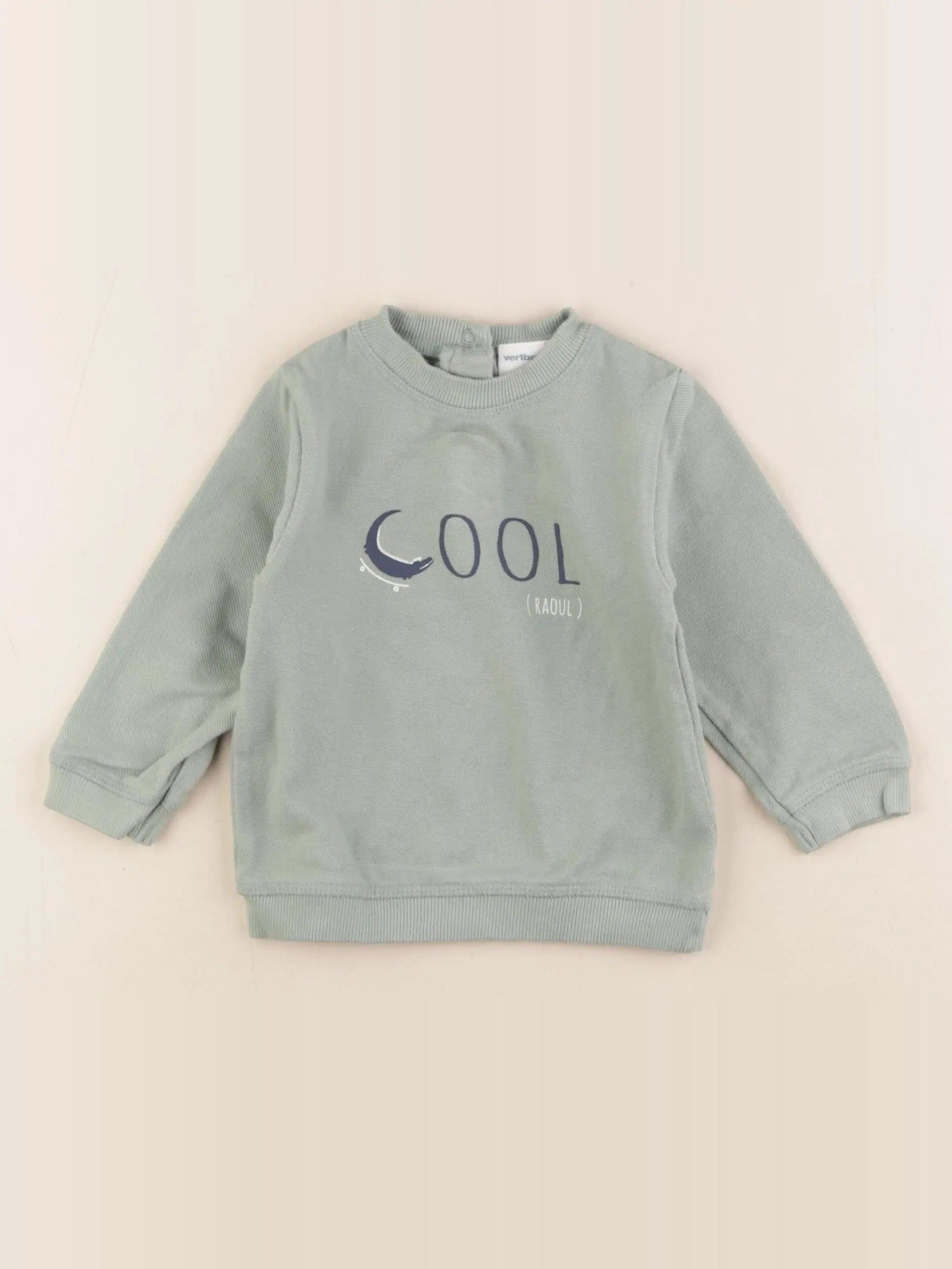 Vertbaudet - sweat vert - 12 mois