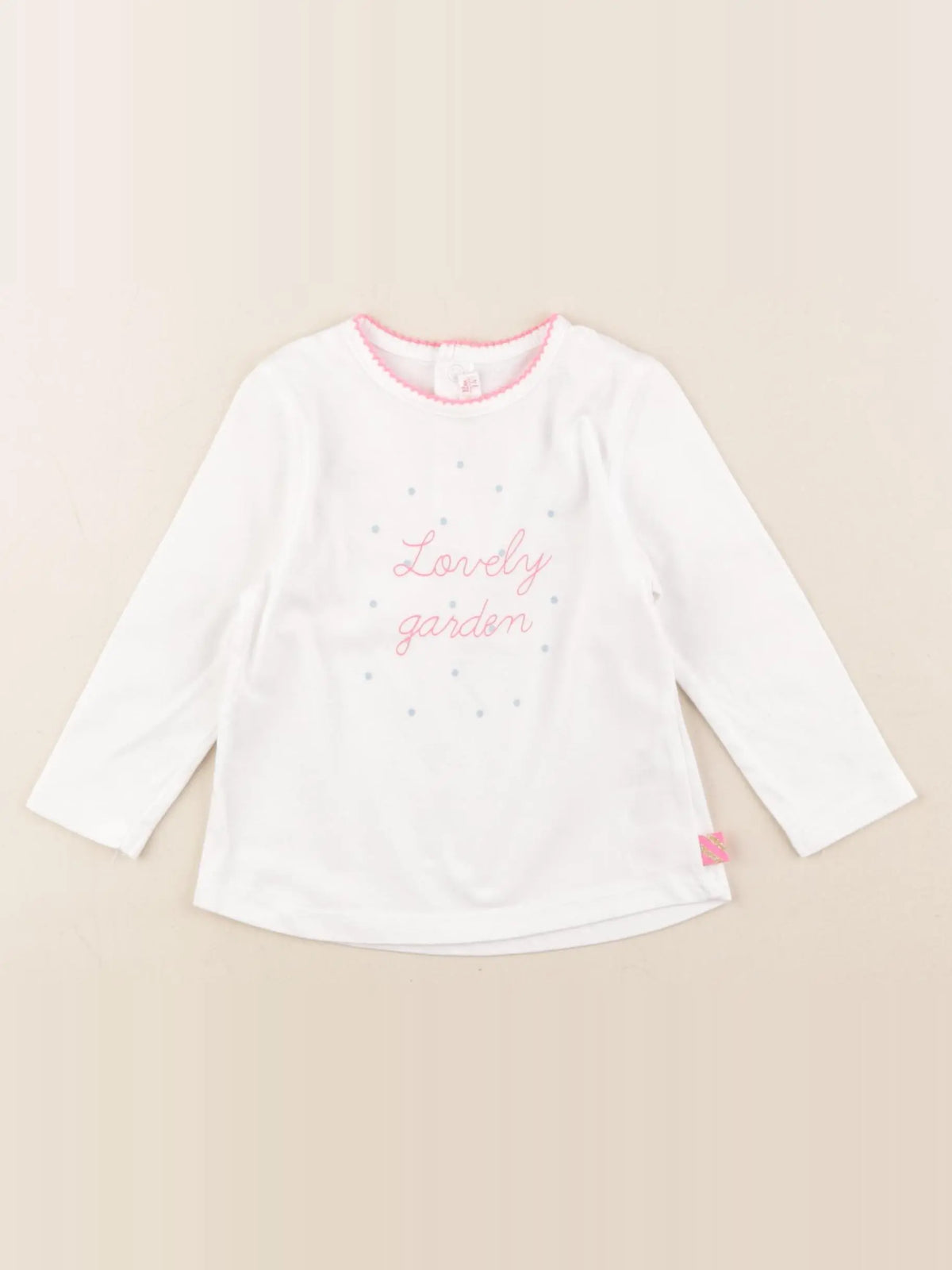 Billie Blush - tee-shirt blanc, rose  fluo - 12 mois