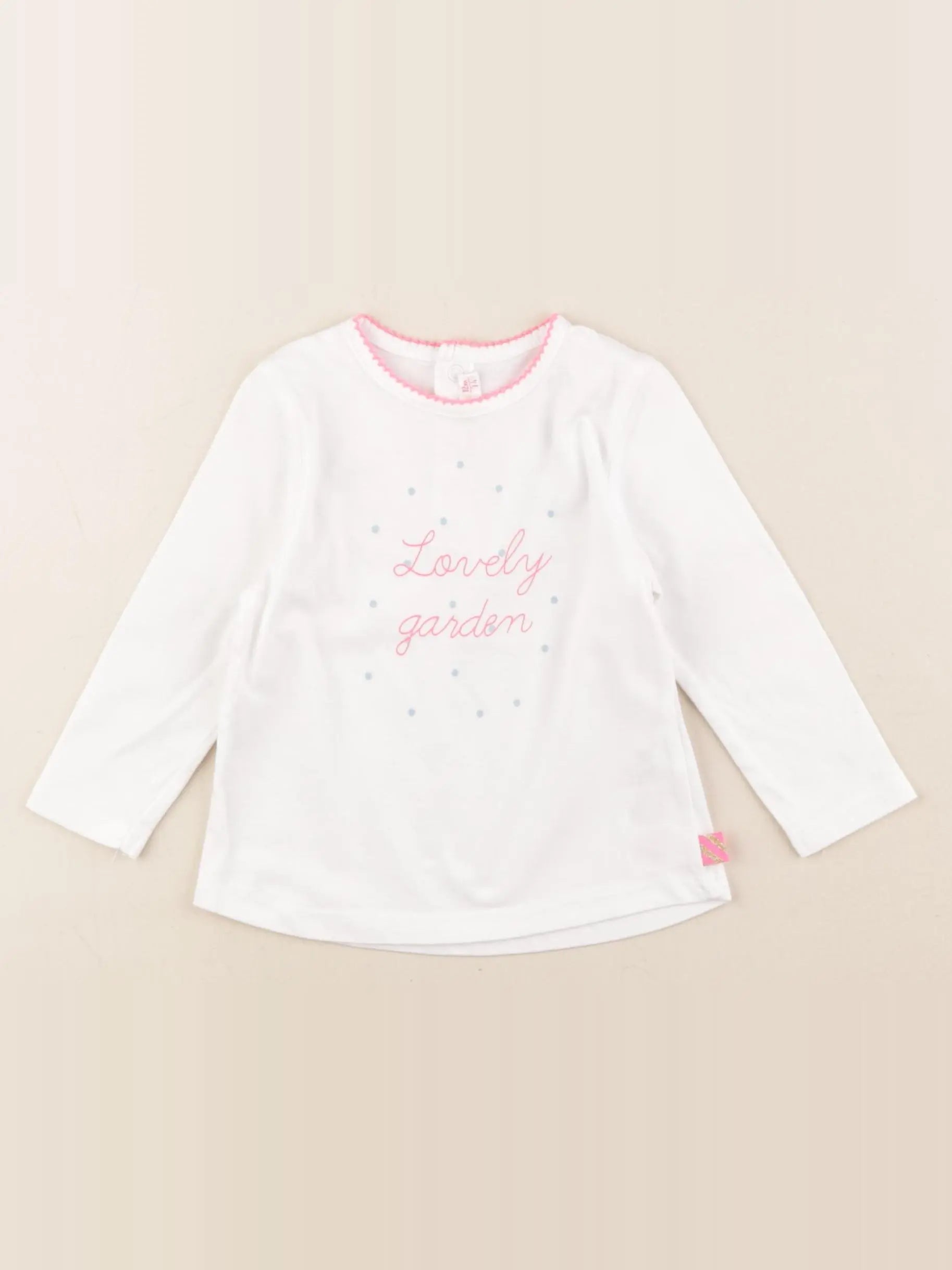 Billie Blush - tee-shirt blanc, rose  fluo - 12 mois