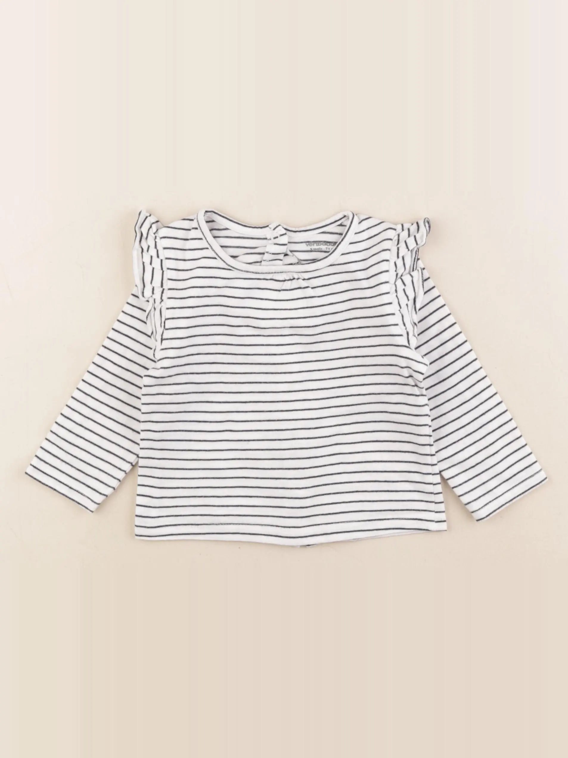 Vertbaudet - tee-shirt bleu, blanc - 9 mois