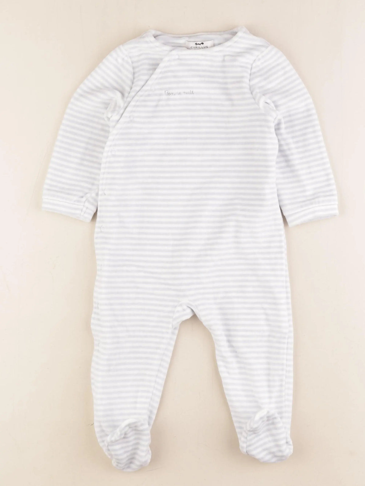 Cyrillus - pyjama velours bleu, blanc - 18 mois