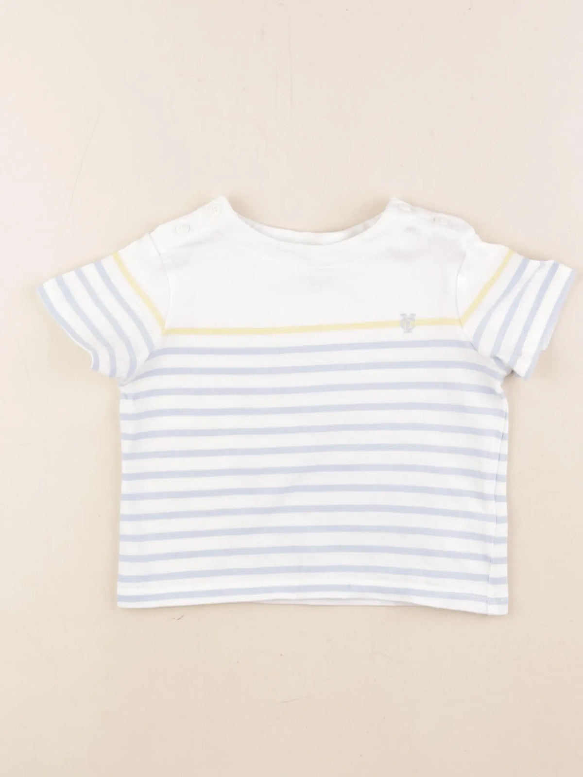 Cyrillus - tee-shirt blanc, bleu - 24 mois