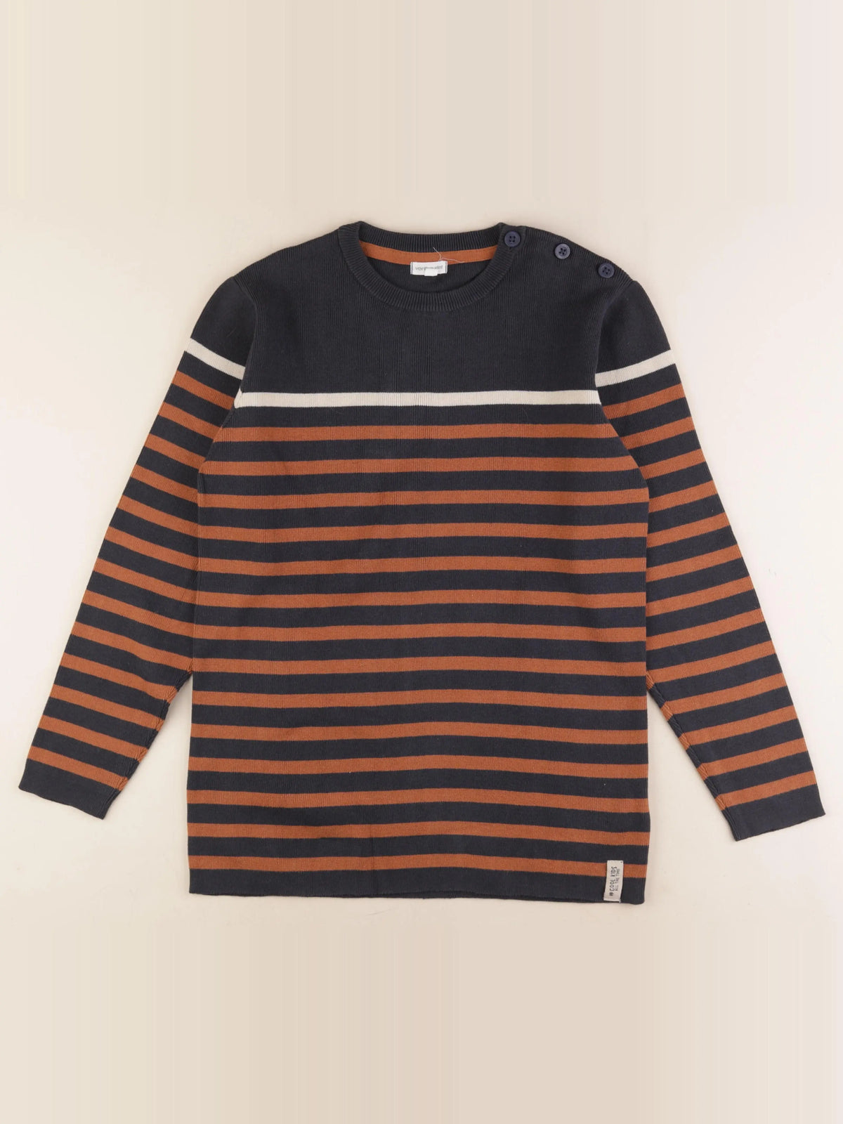 Vertbaudet - pull gris, marron - 14 ans