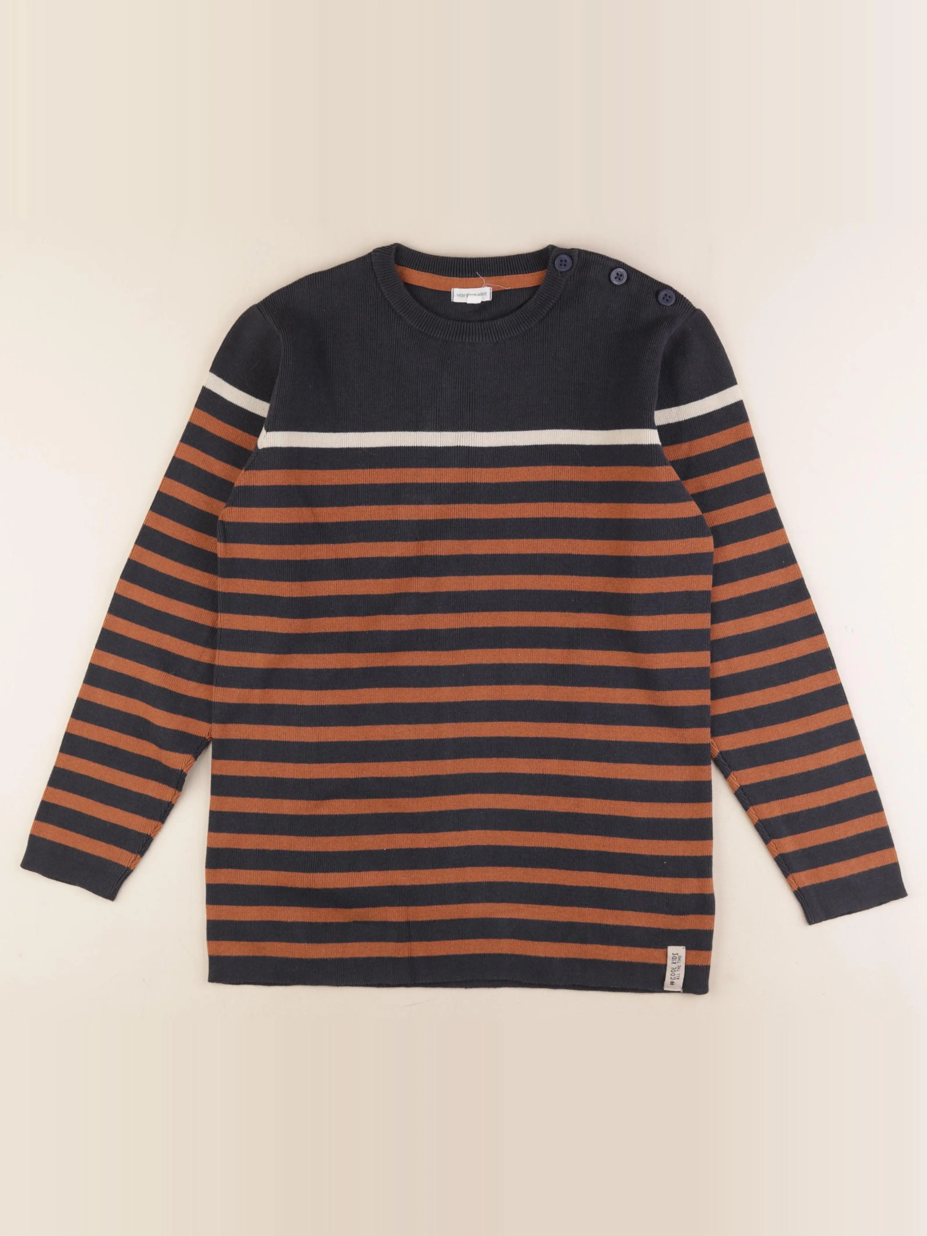 Vertbaudet - pull gris, marron - 14 ans