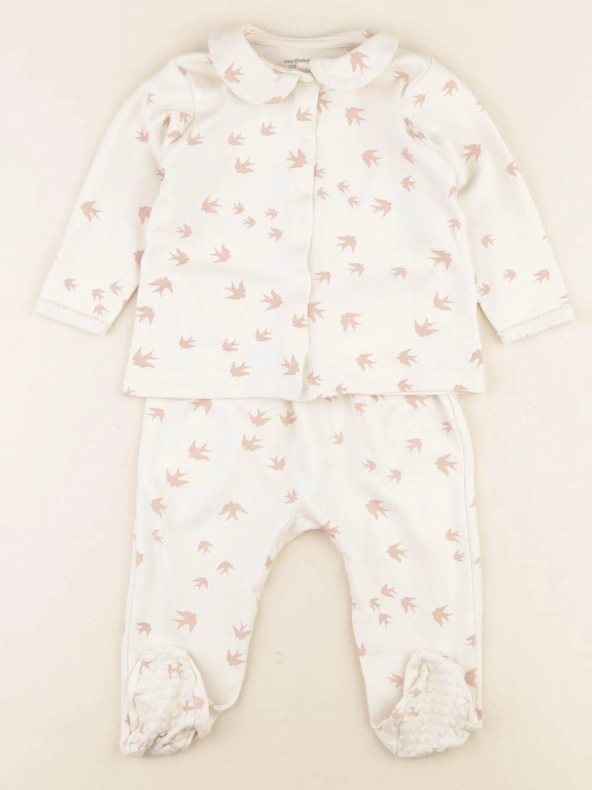 Vertbaudet - pyjama coton beige - 18 mois