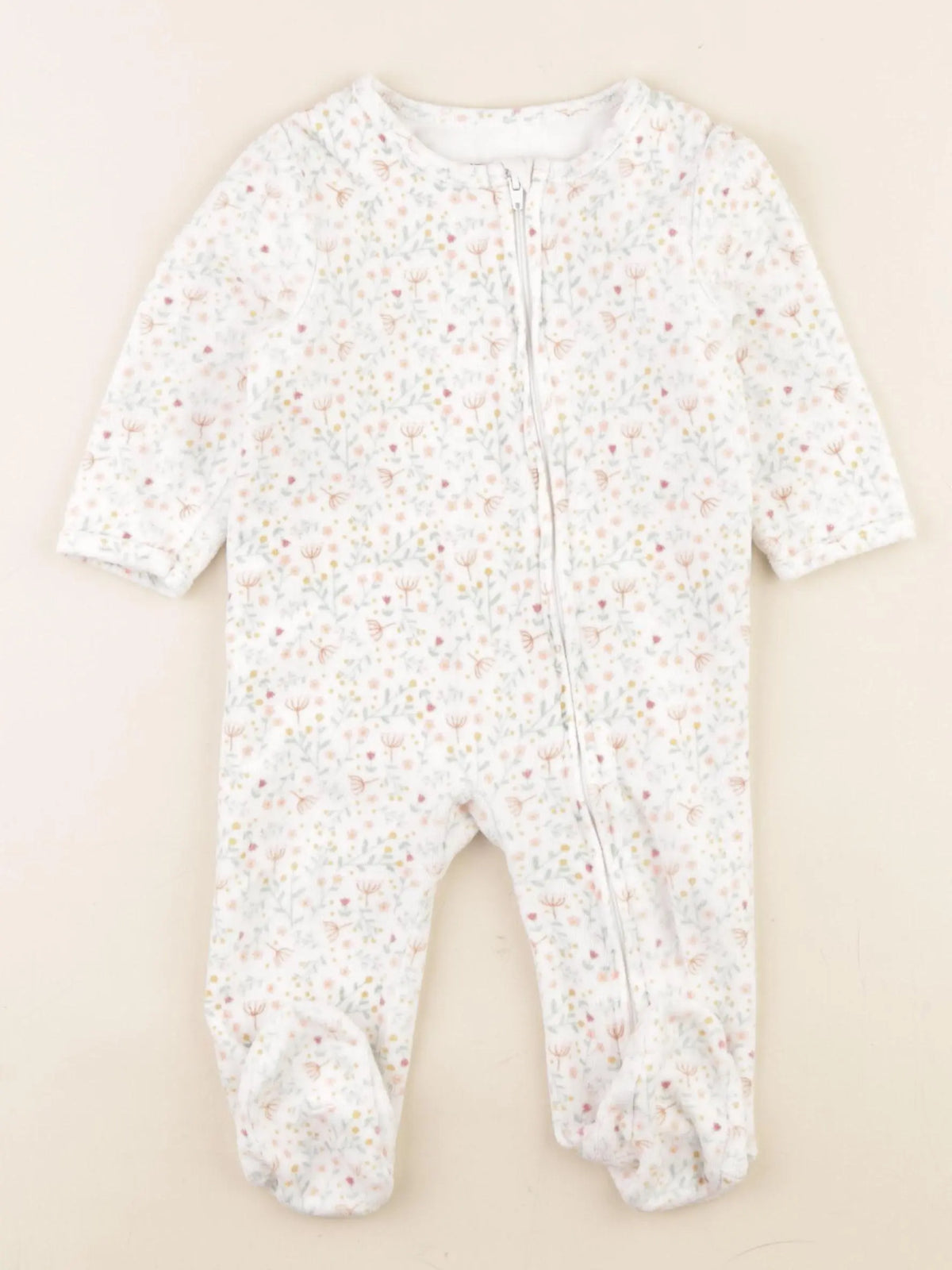 Vertbaudet - pyjama velours blanc - 9 mois