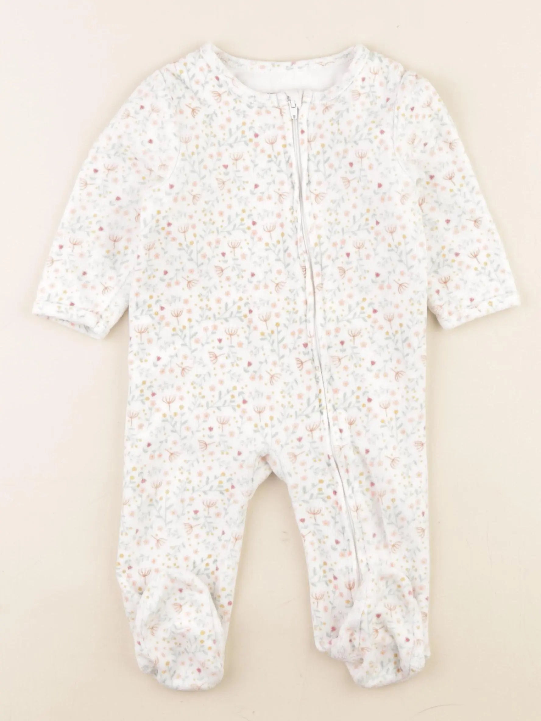 Vertbaudet - pyjama velours blanc - 9 mois