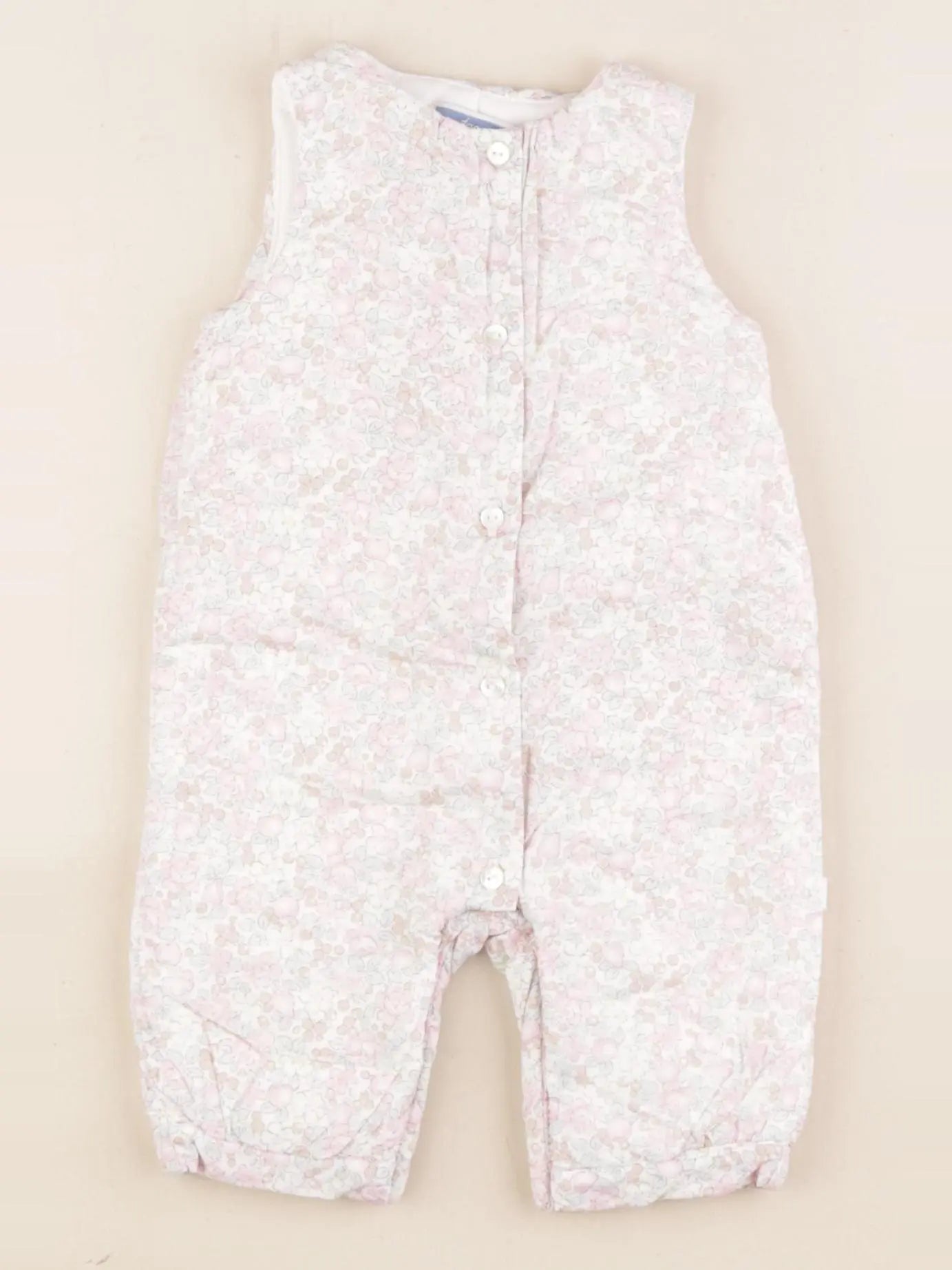 Jacadi - combinaison doublé, liberty rose, bleu - 1 mois