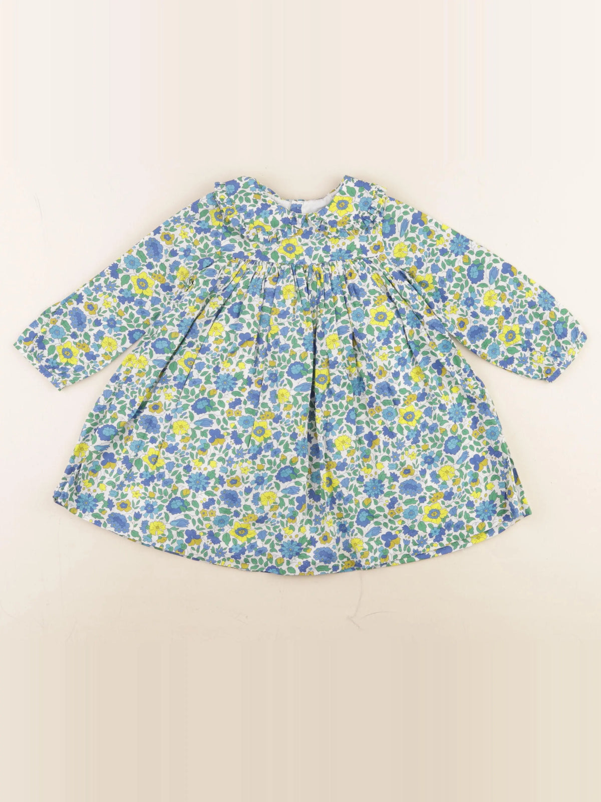 Jacadi - robe liberty bleu, jaune - 24 mois