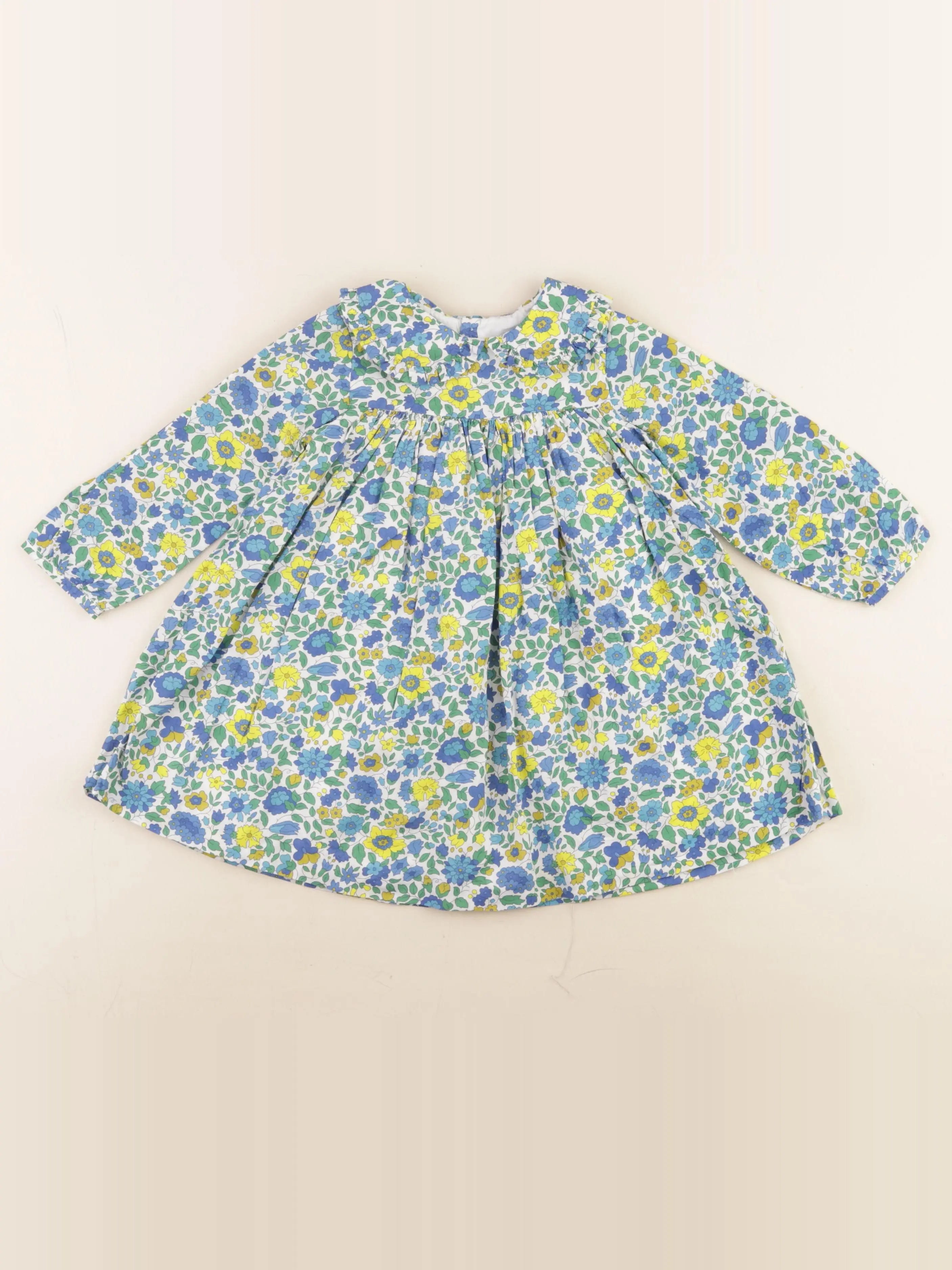 Jacadi - robe liberty bleu, jaune - 24 mois
