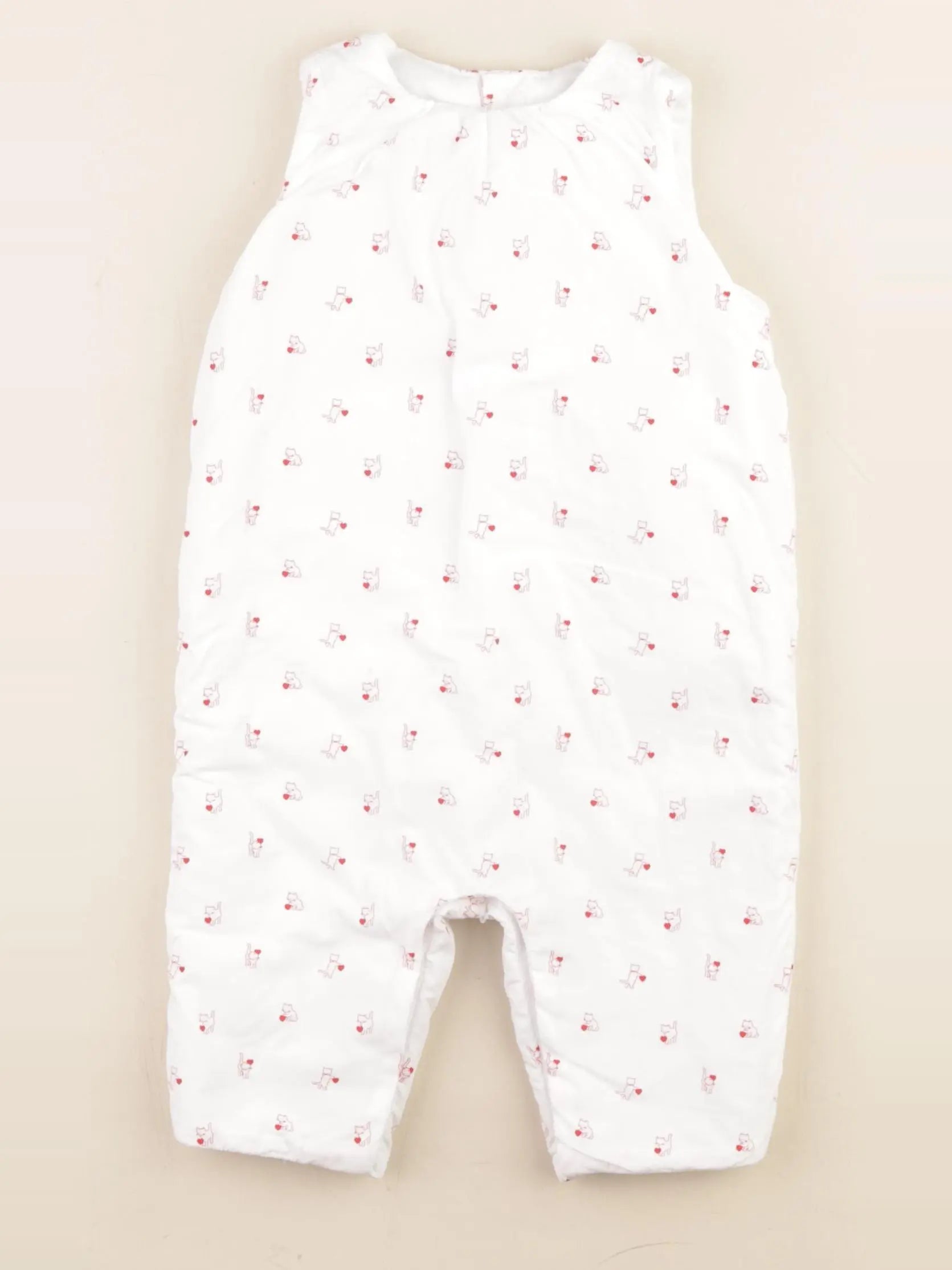Jacadi - salopette doublé blanc, rouge - 6 mois