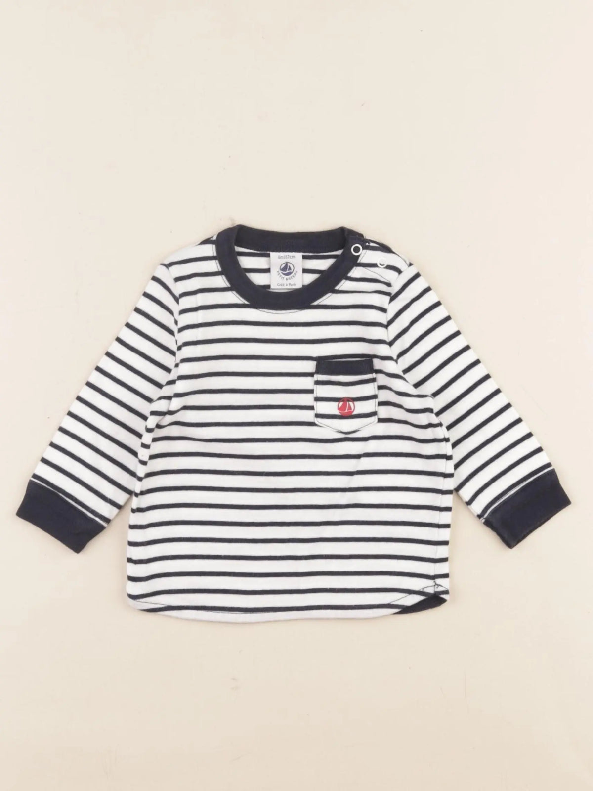 Petit Bateau - tee-shirt bleu - 6 mois