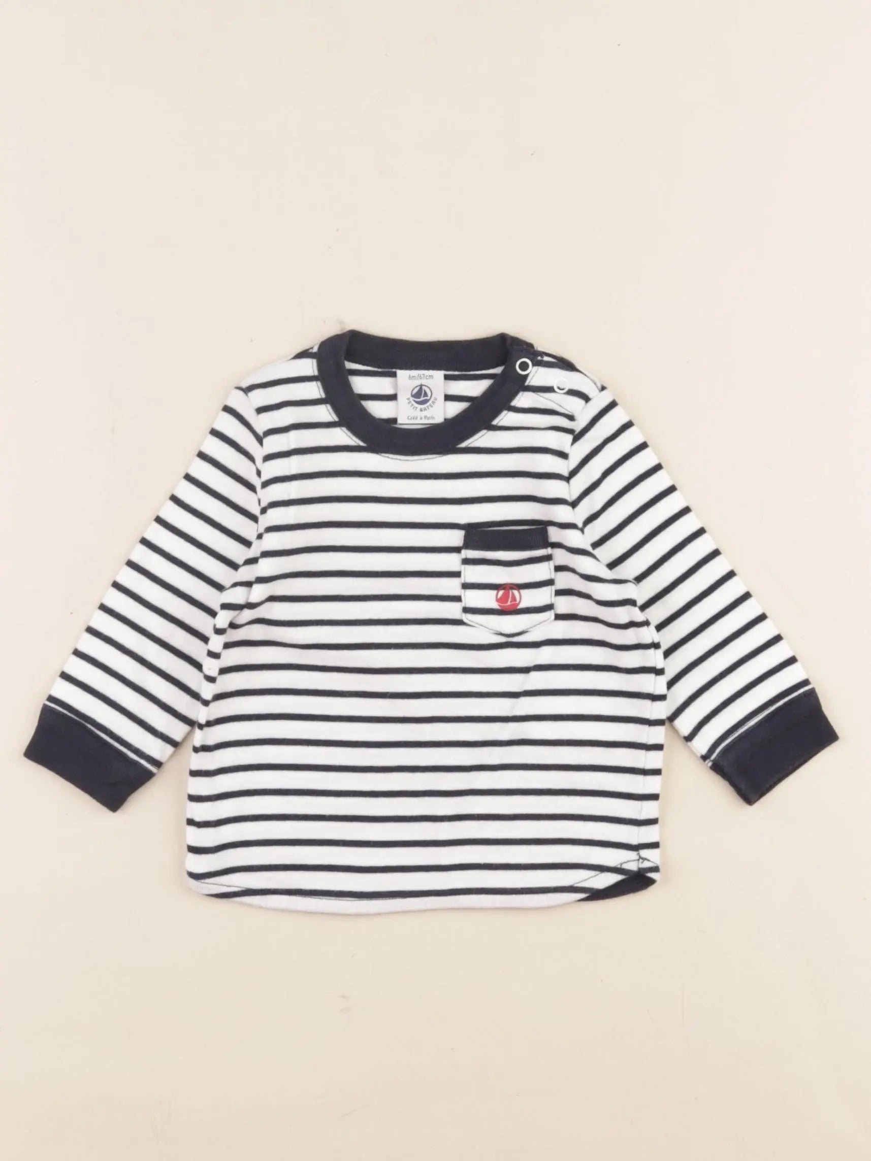 Petit Bateau - tee-shirt bleu - 6 mois