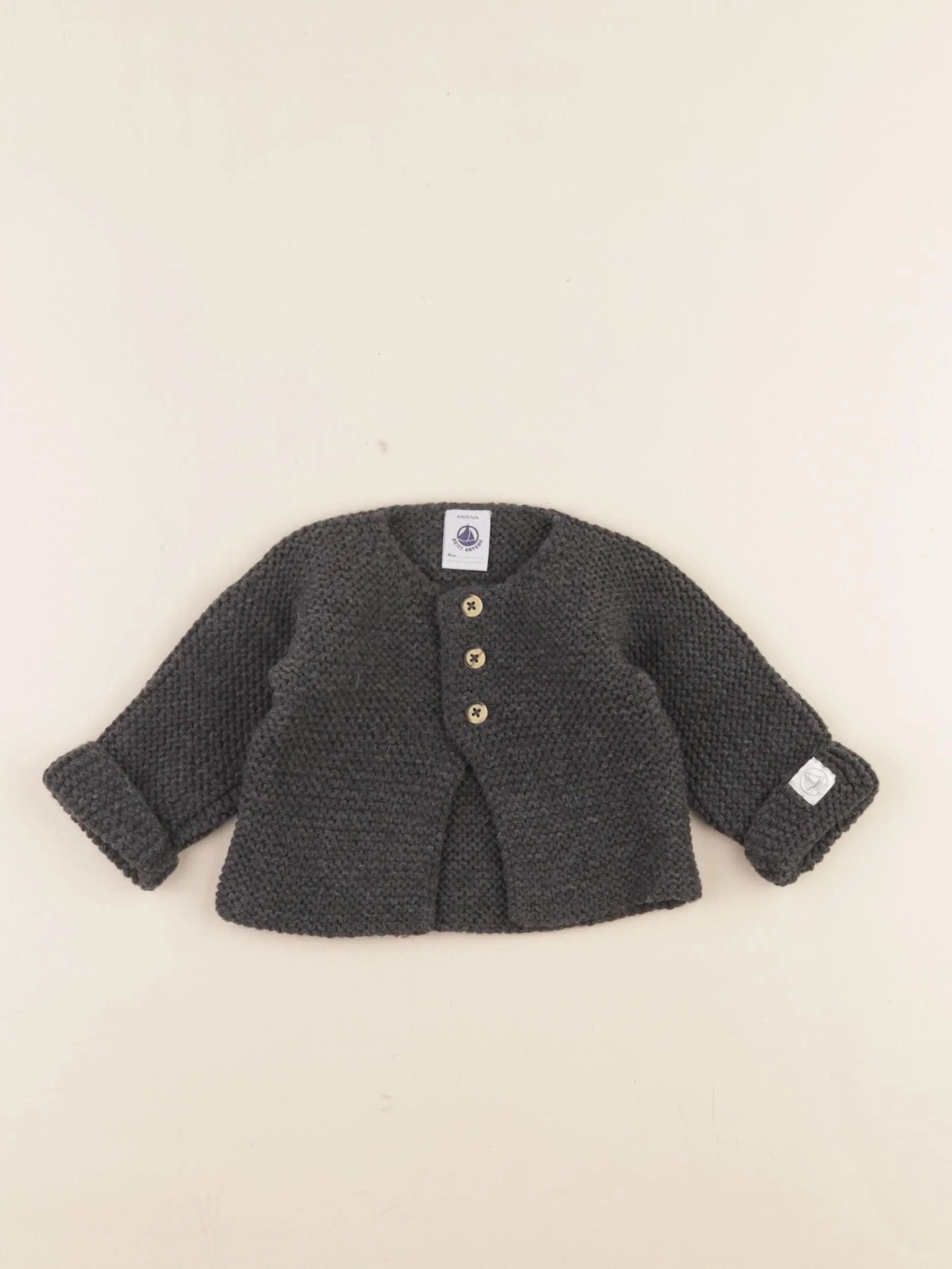 Petit Bateau - gilet gris - 6 mois