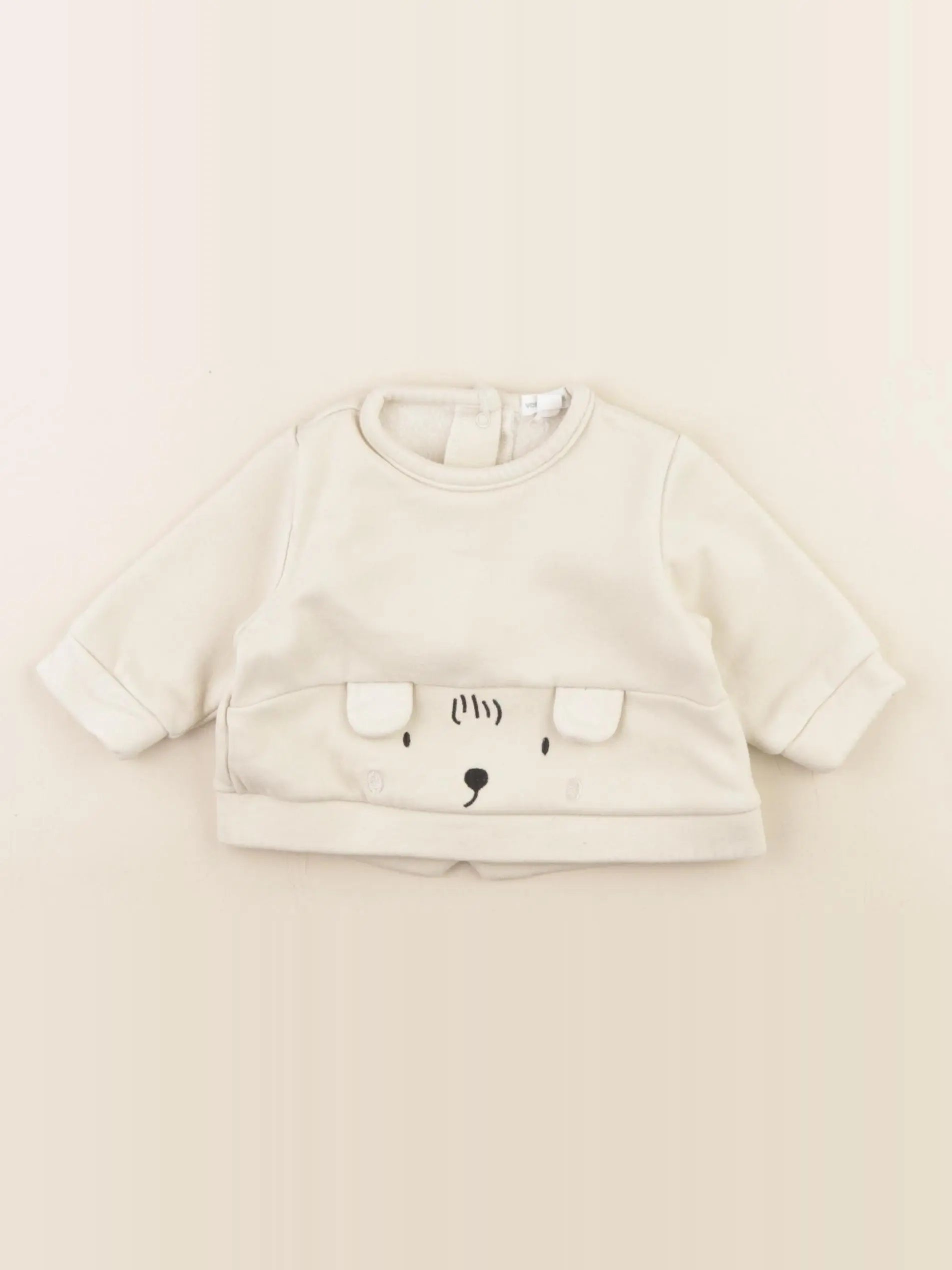 Vertbaudet - sweat beige - 3 mois