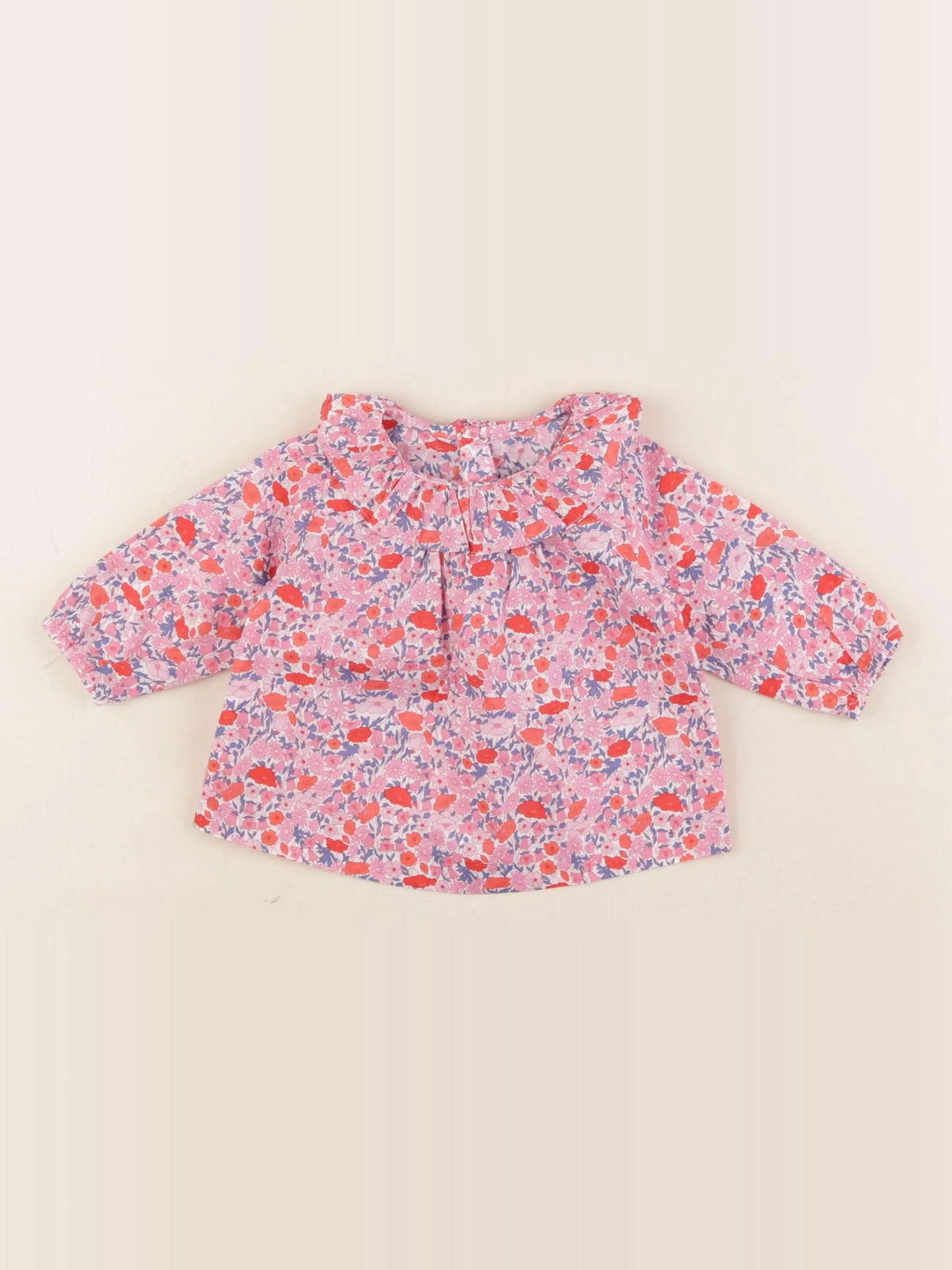 Jacadi - blouse liberty rose, bleu - 3 mois