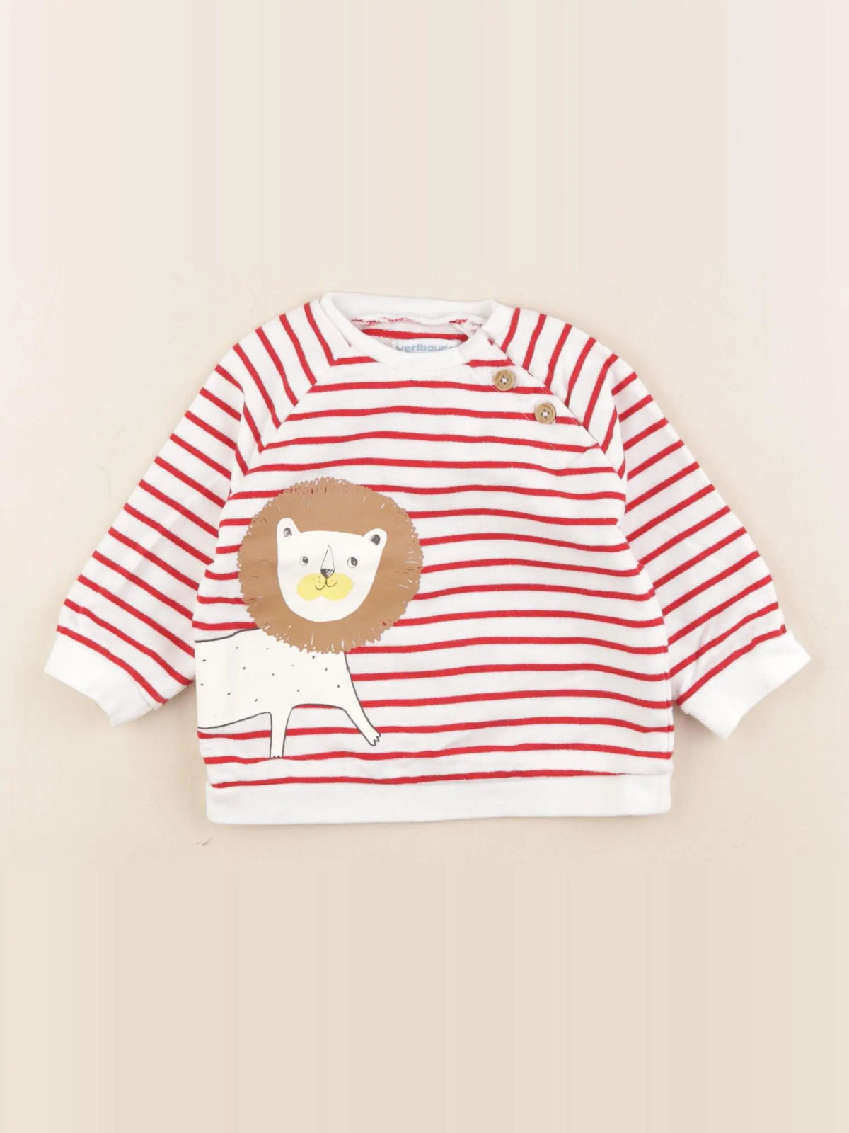 Vertbaudet - sweat rouge, blanc - 12 mois