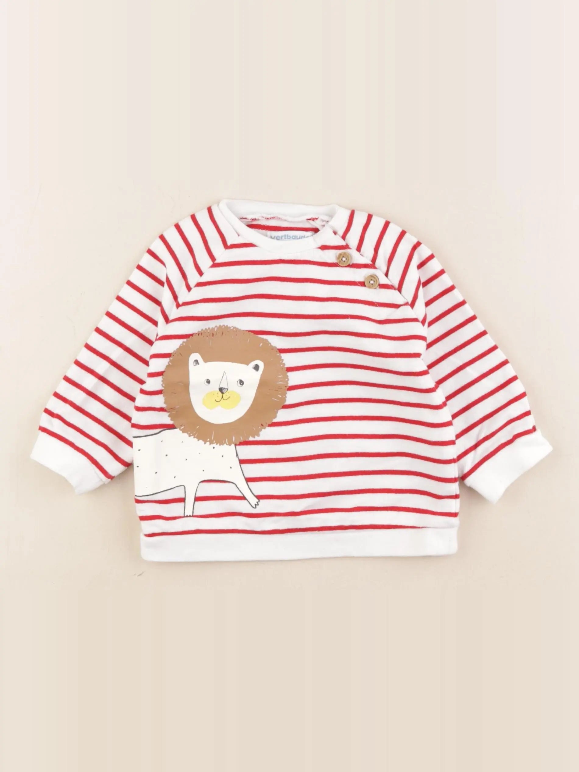 Vertbaudet - sweat rouge, blanc - 12 mois